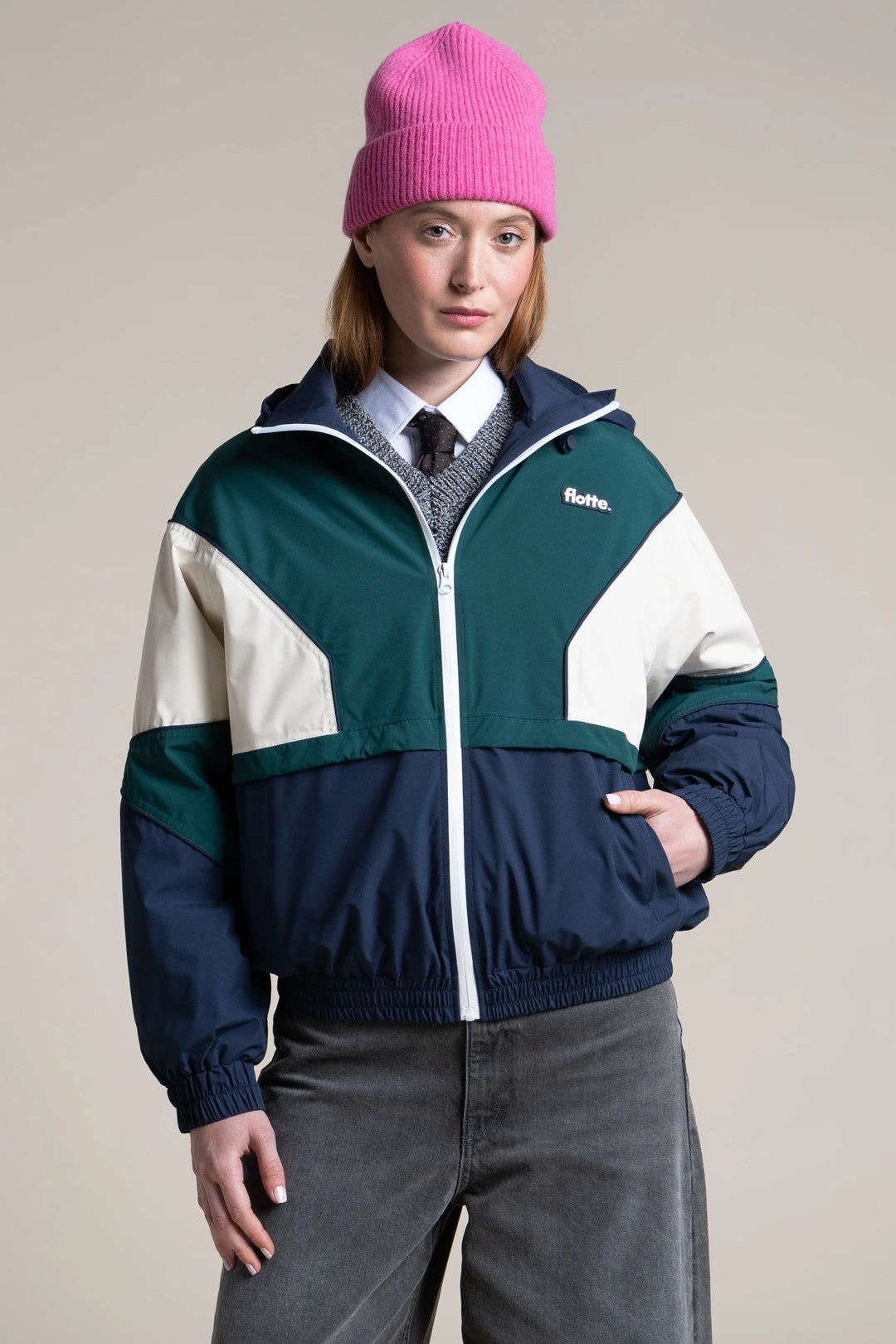 1FT1007-040 [FLOTTE] Saint Martin Waterproof Quilted Jacket Fir Green/Indigo #24007 (EU)