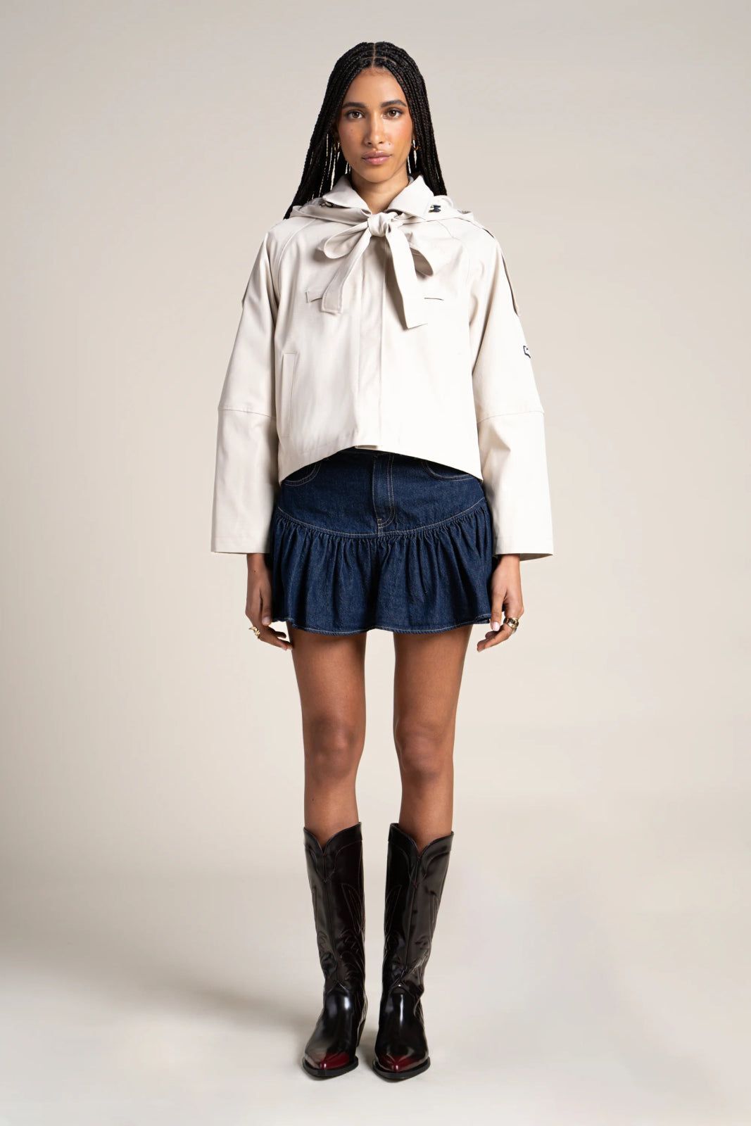 1FT1007-057 [FLOTTE] Tuileries 短版風衣外套 粉筆 #25032 (EU)