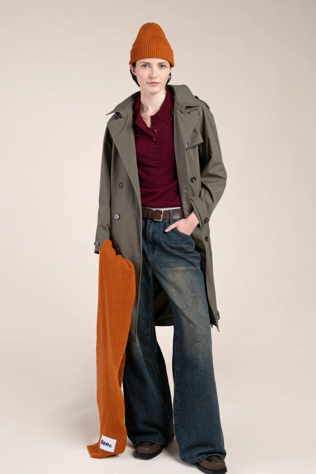 1FT1007-070 [FLOTTE] Montaigne Mid-Length Trench Coat Khaki #24009 (EU)