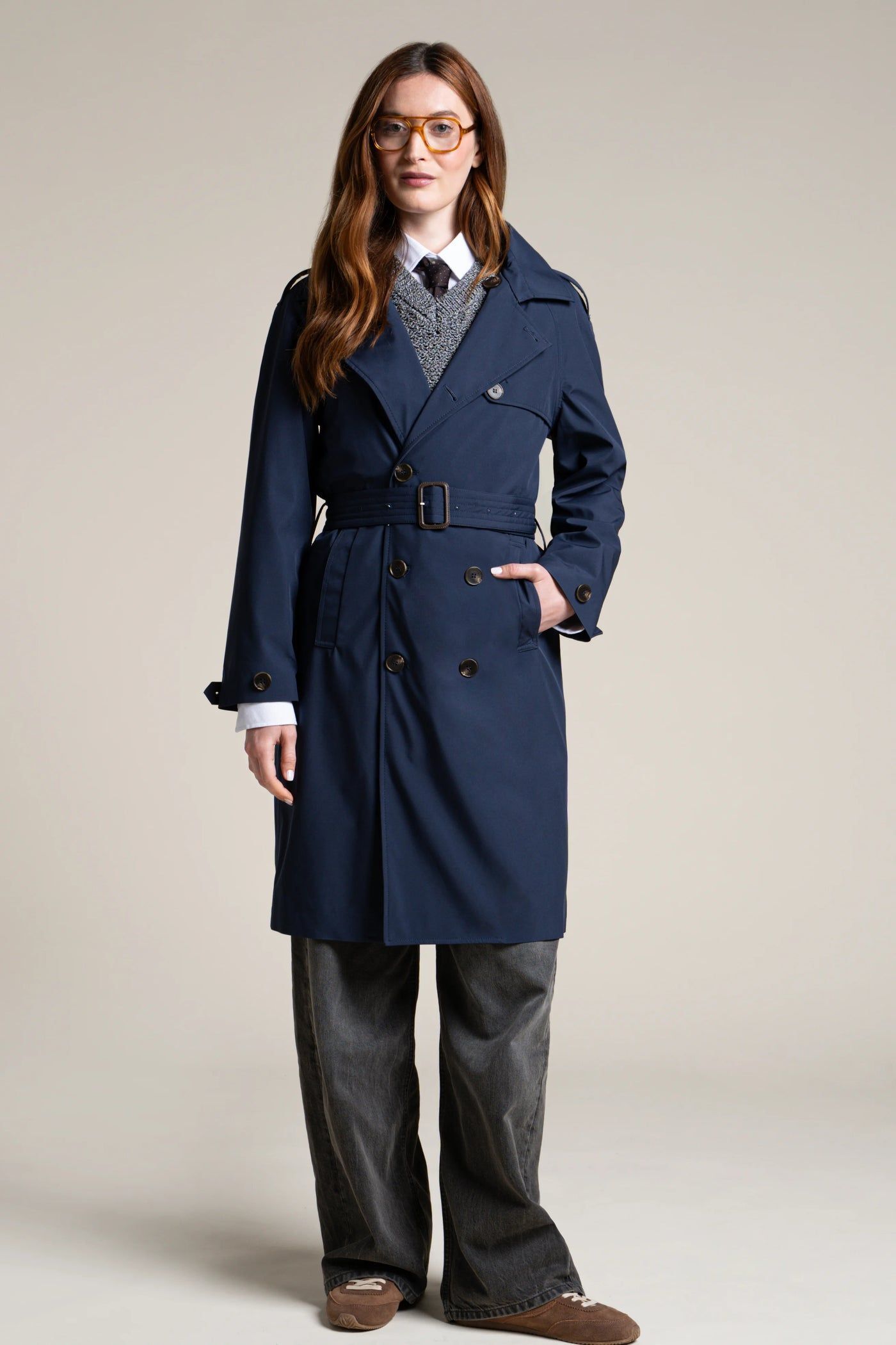 1FT1007-071 [FLOTTE] Montaigne Mid-Length Trench Coat Indigo #24009 (EU)