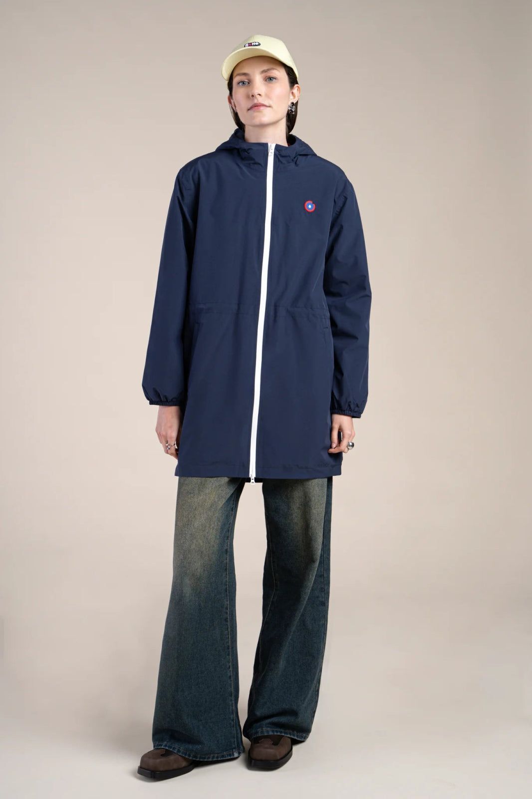 1FT1007-073 [FLOTTE] Pompidou Waterproof Parka With Fleece Lining Indigo #21028 (EU)