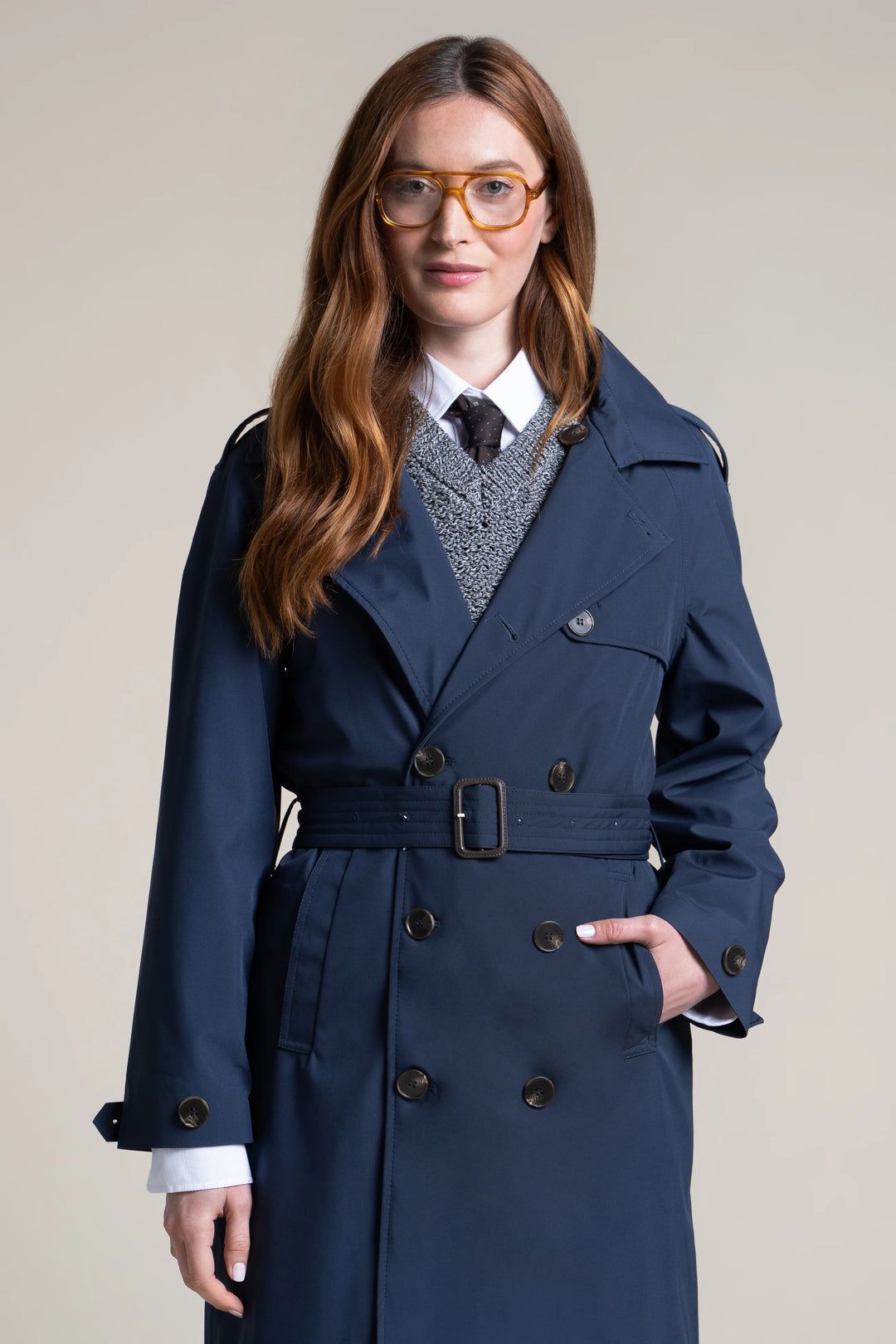 1FT1007-071 [FLOTTE] Montaigne Mid-Length Trench Coat Indigo #24009 (EU)