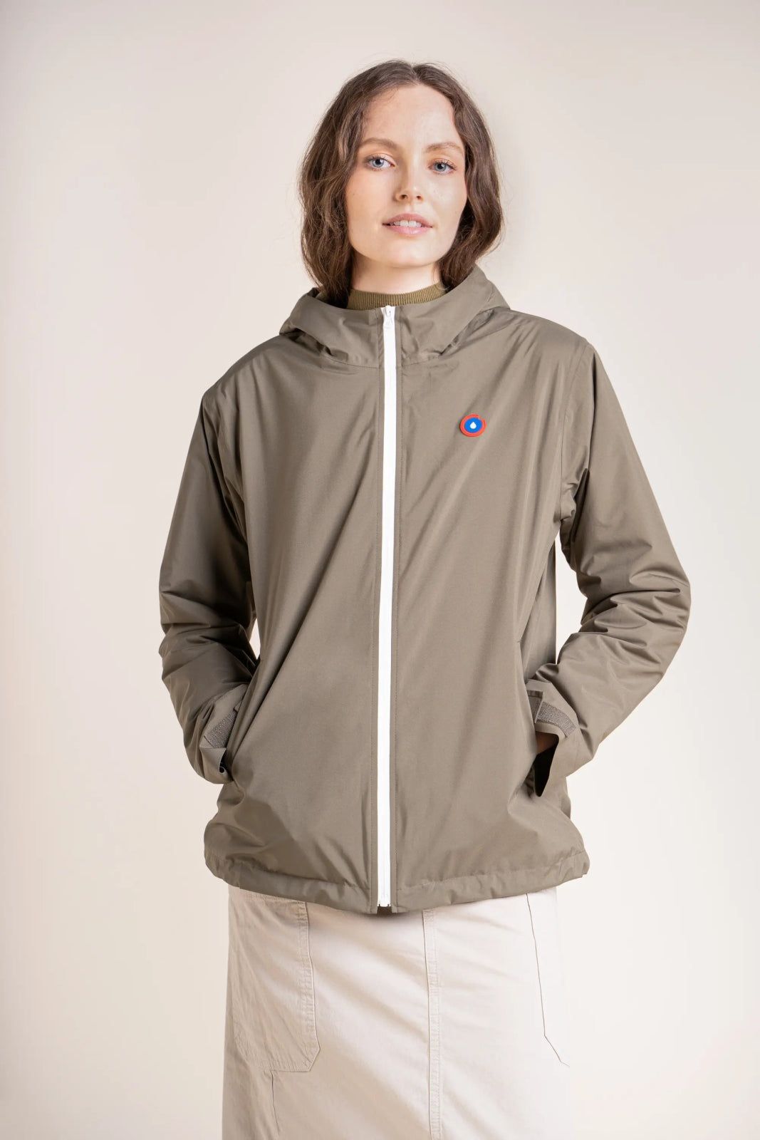 1FT1007-084 [FLOTTE] Lazare Water-Resistant And A Short Fleece-Lined Windbreaker Khaki #22084 (EU)