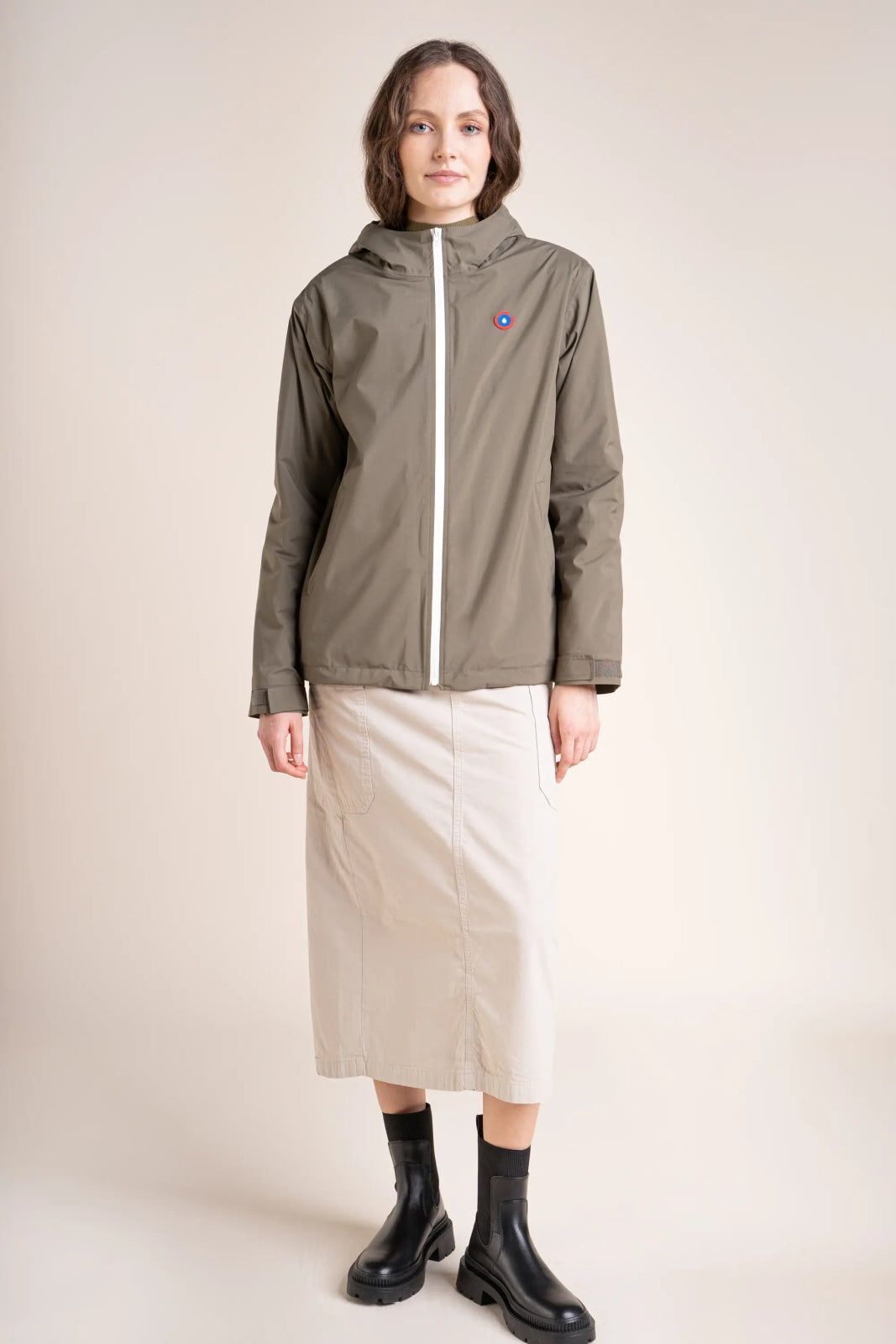 1FT1007-084 [FLOTTE] Lazare Water-Resistant And A Short Fleece-Lined Windbreaker Khaki #22084 (EU)