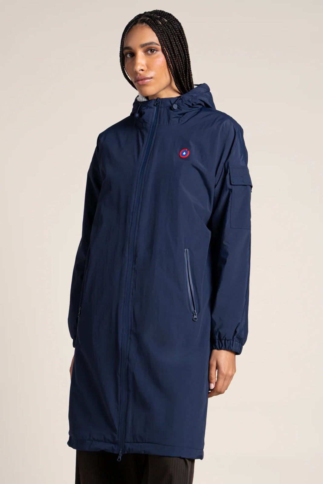 1FT1007-085 [FLOTTE] Turenne Long Parka Fleece-Lined Waterproof Indigo #24013 (EU)