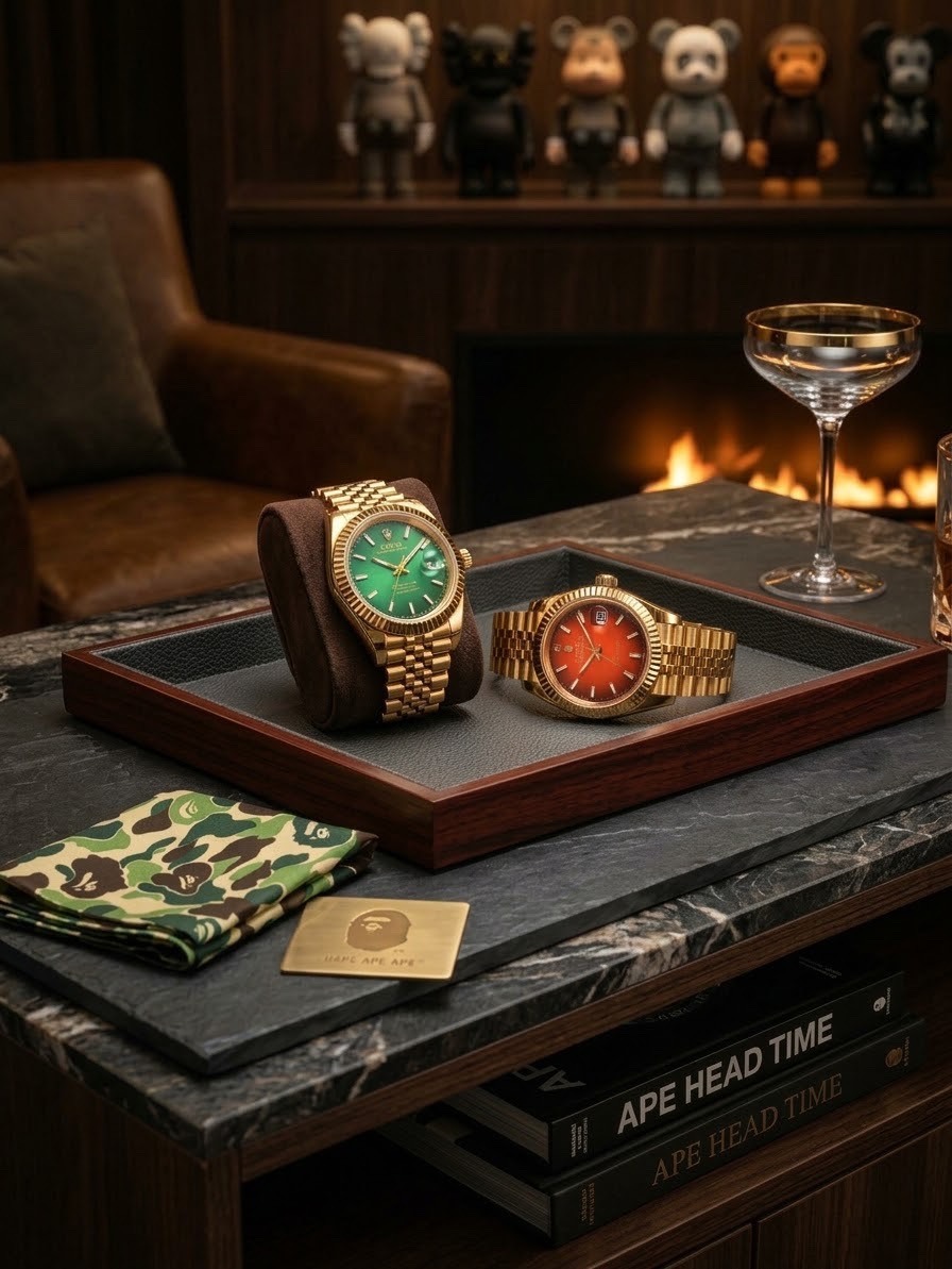 【APAIR】預購 Bape TYPE 6 BAPEX 日曆錶 金綠面 金橘面