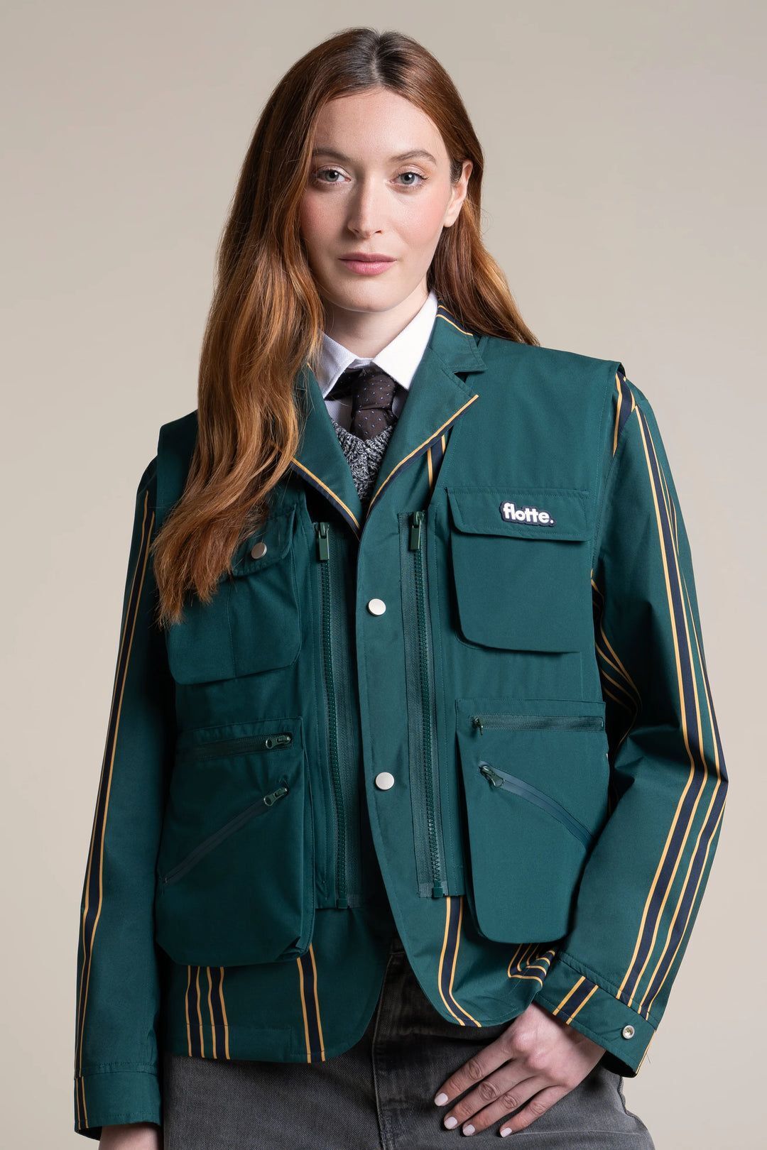 1FT1007-183 [FLOTTE] Wagram 3-in-1 Waterproof Jacket Sapin Raye #25050 (EU)