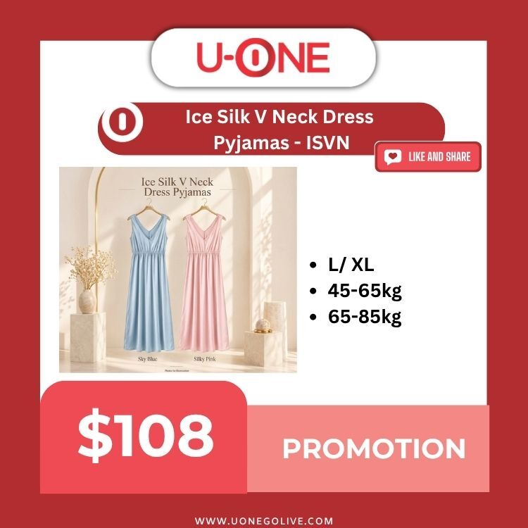 Ice Silk V Neck Dress  Pyjamas - ISVN