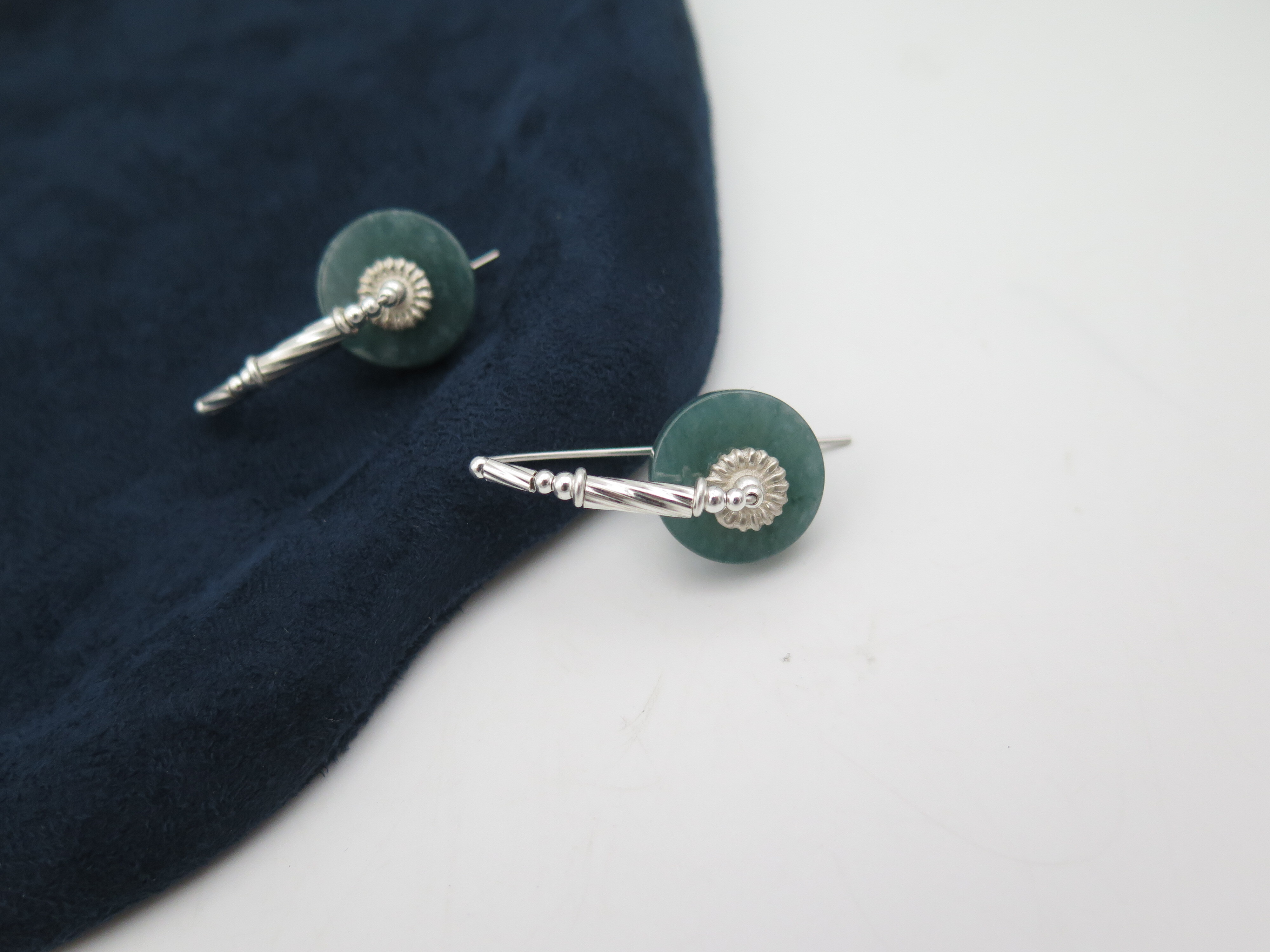 COLE COOL Natural Jade 925 silver Earrings SEED v.2