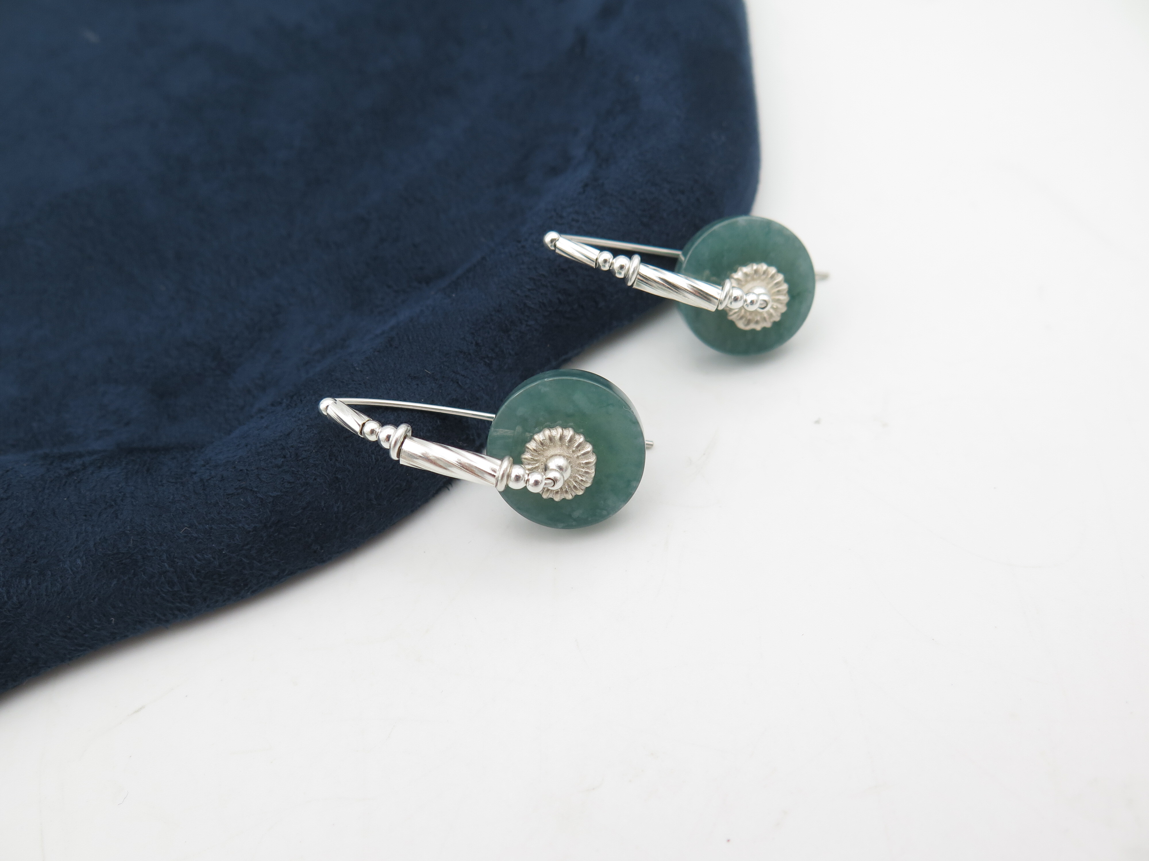 COLE COOL Natural Jade 925 silver Earrings SEED v.2