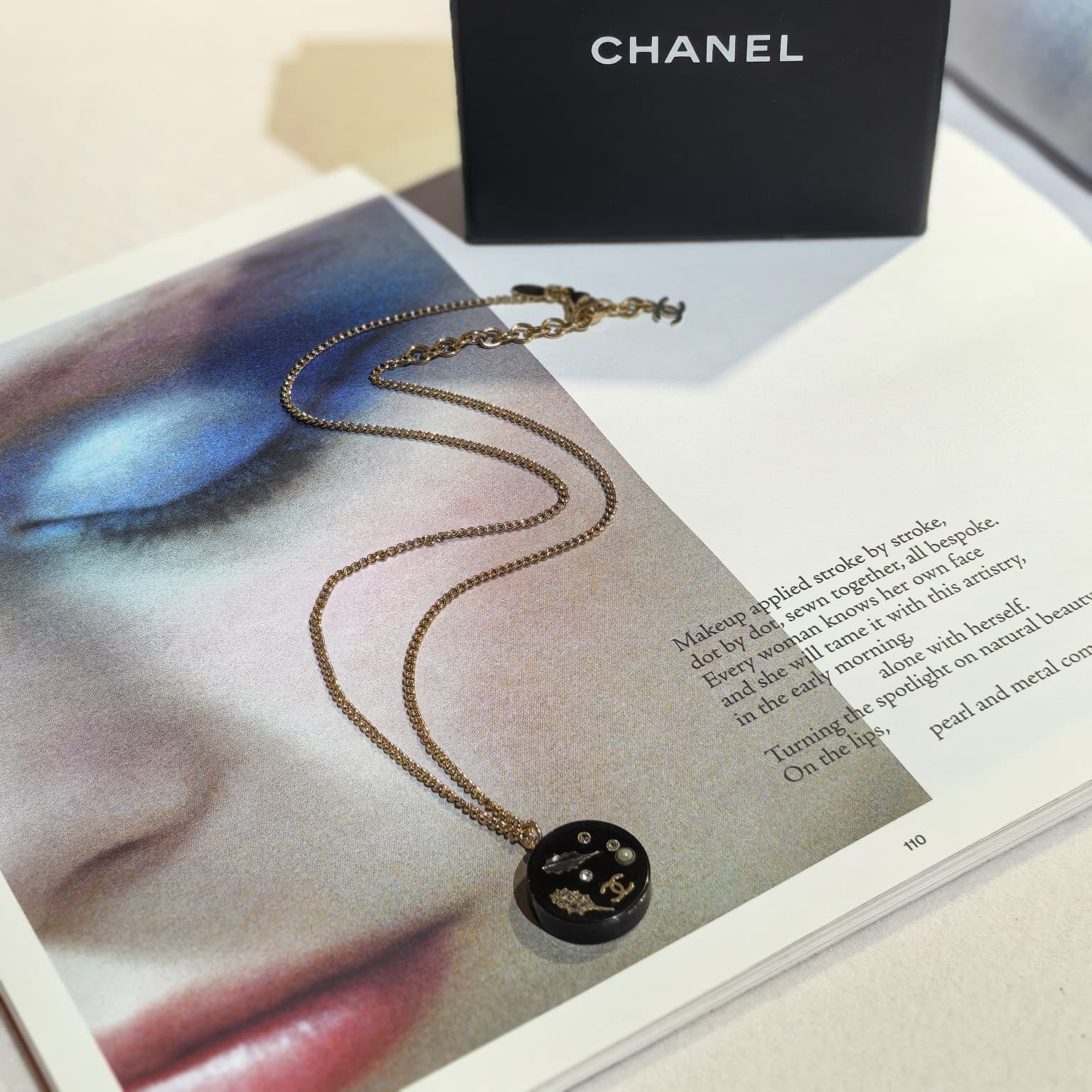 98%NEW二手CHANEL頸鏈 VINTAGE 黑色圓形亞克力 金鏈  中古香奈兒首飾 #香榭站正品