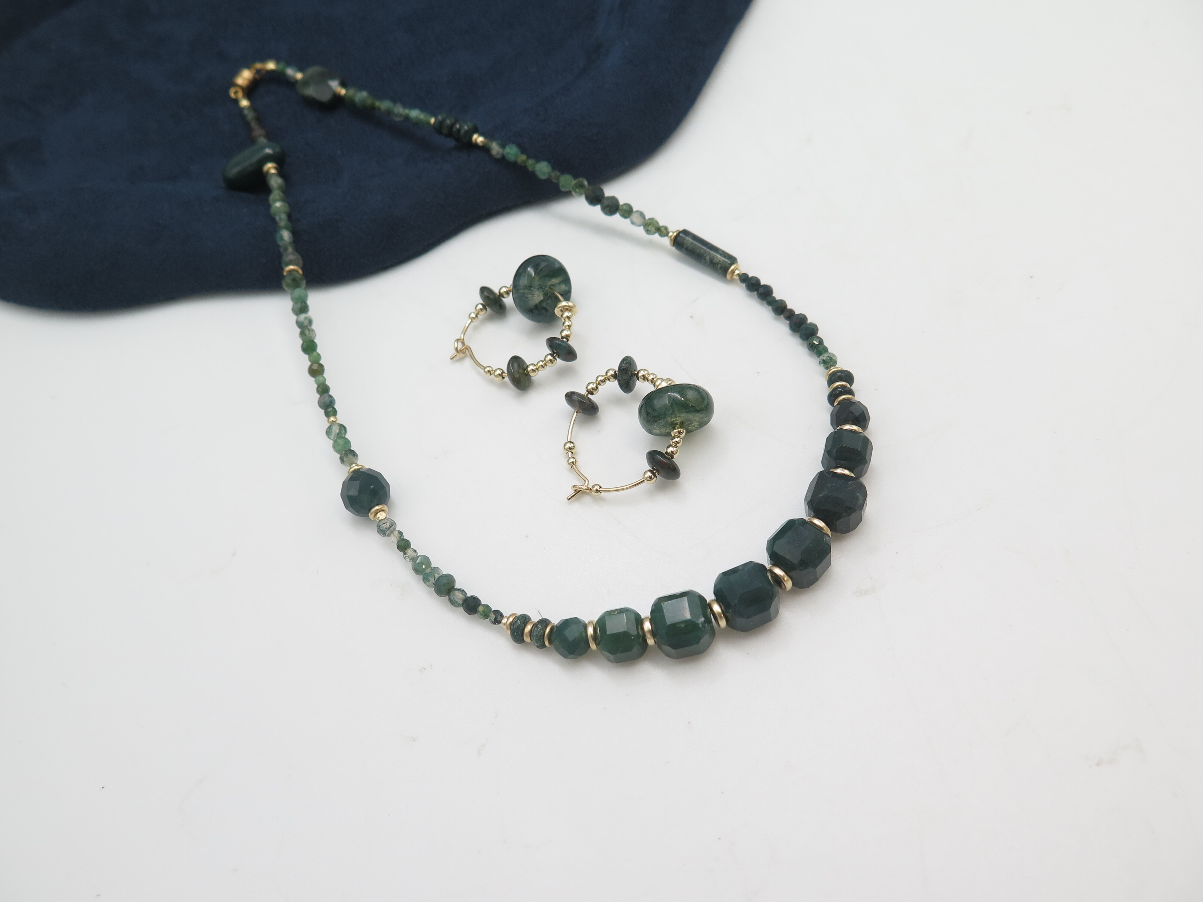 COLE COOL Natural Moss Agate 14kgf necklace