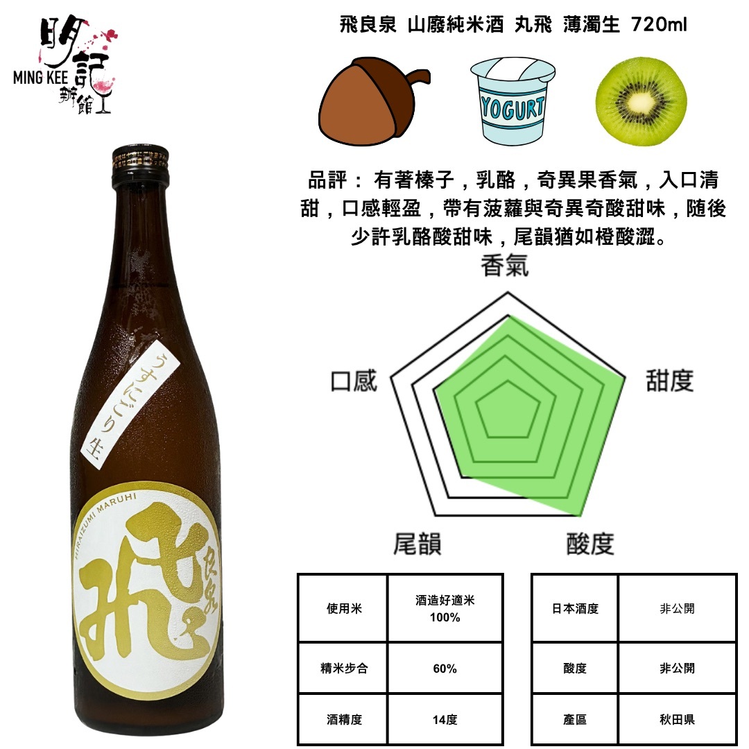 飛良泉 山廢純米酒 丸飛 薄濁生 720ml