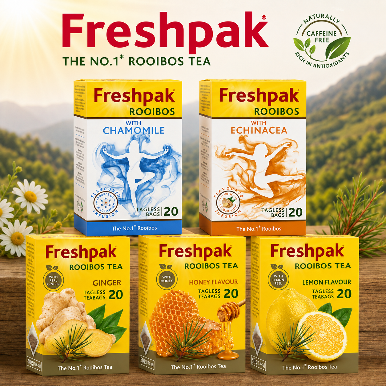 ★五盒入優惠價★Freshpak 南非國寶茶 機能風味款20入 全球熱銷品牌