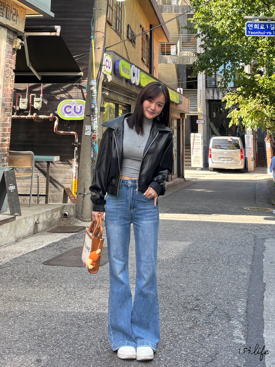 |現貨|(new!淺藍)比例神褲!小個子顯腿喇叭刷色牛仔褲附皮帶(S-XXL)