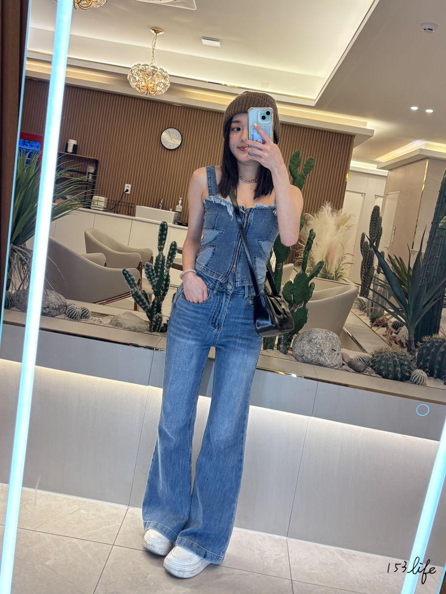 |現貨|(new!淺藍)比例神褲!小個子顯腿喇叭刷色牛仔褲附皮帶(S-XXL)