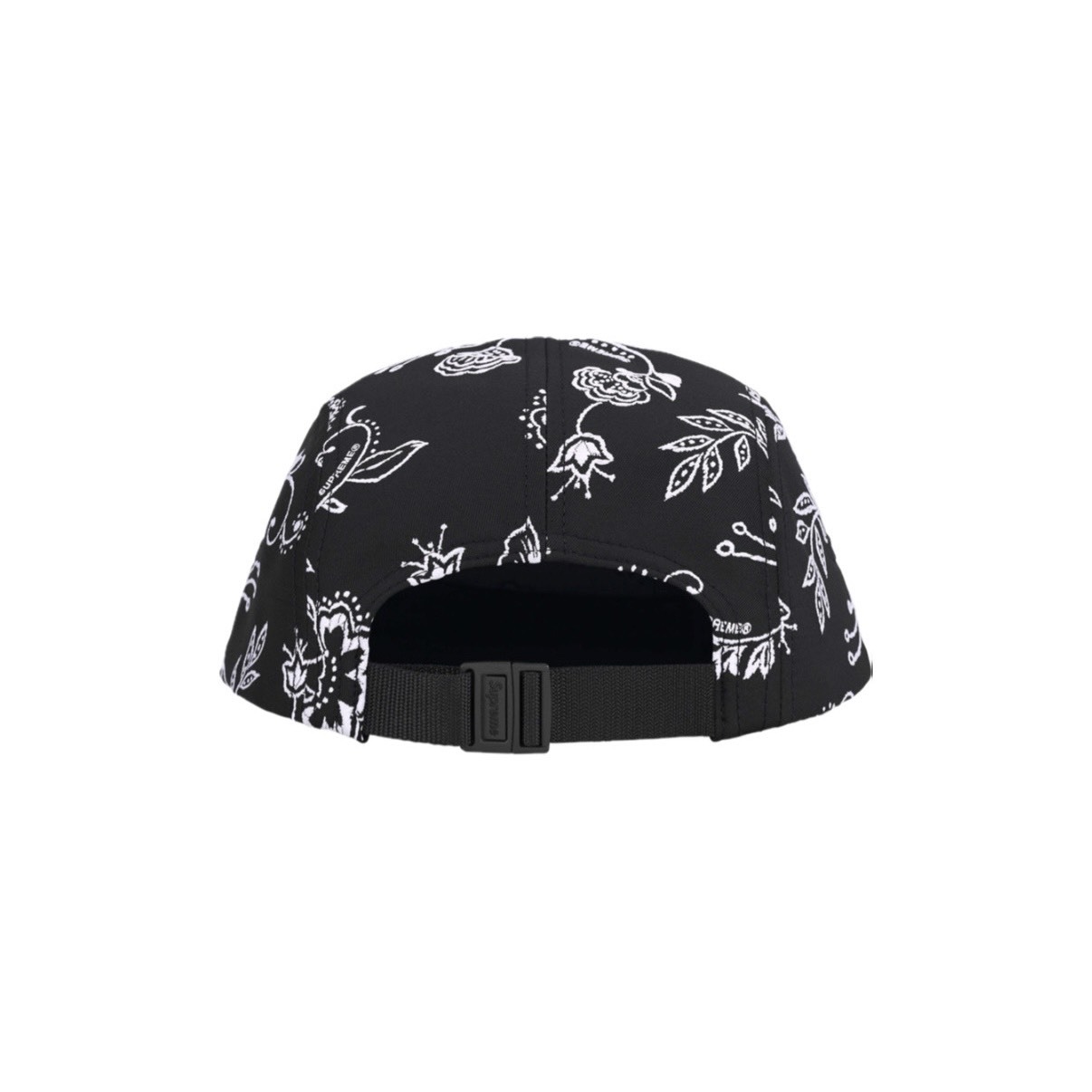 -(B05)-SUPREME FLORAL JACQUARD CAMP CAP 花卉 變形蟲 帽 黑色-SS25H36