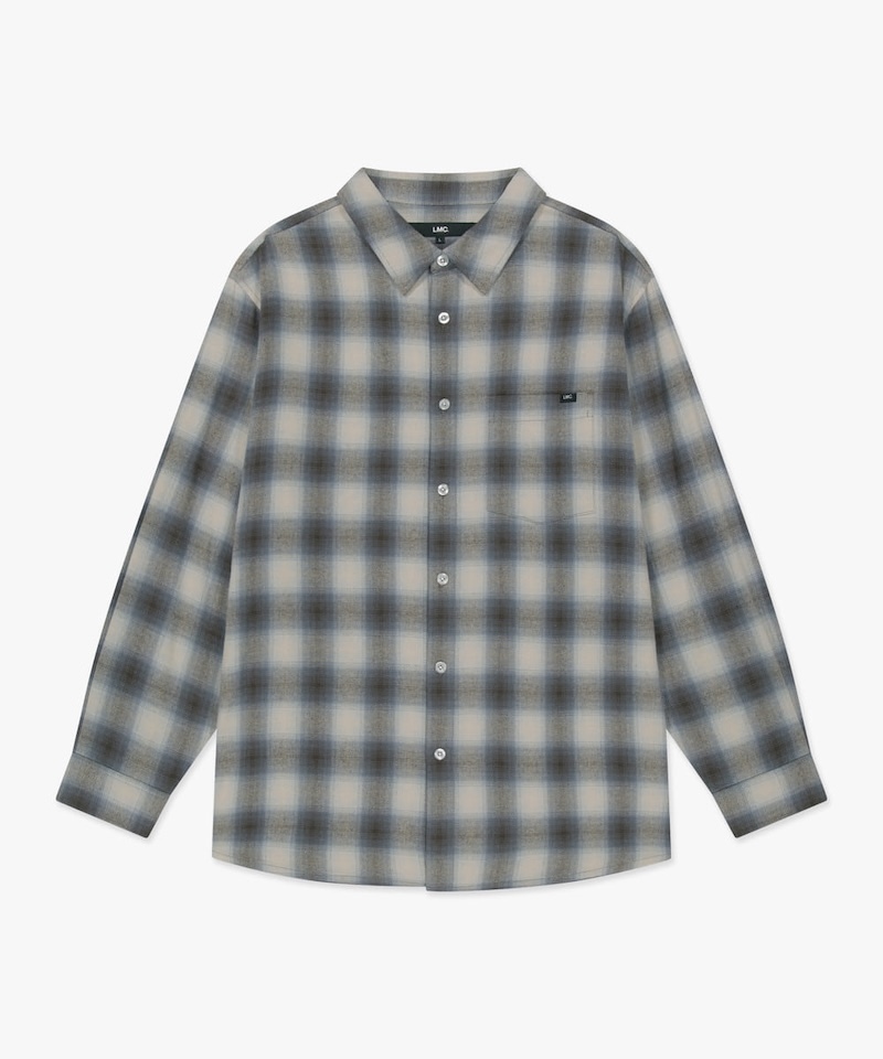 LMC - LABEL POINT FLANNEL CHECK SHIRT - BROWN