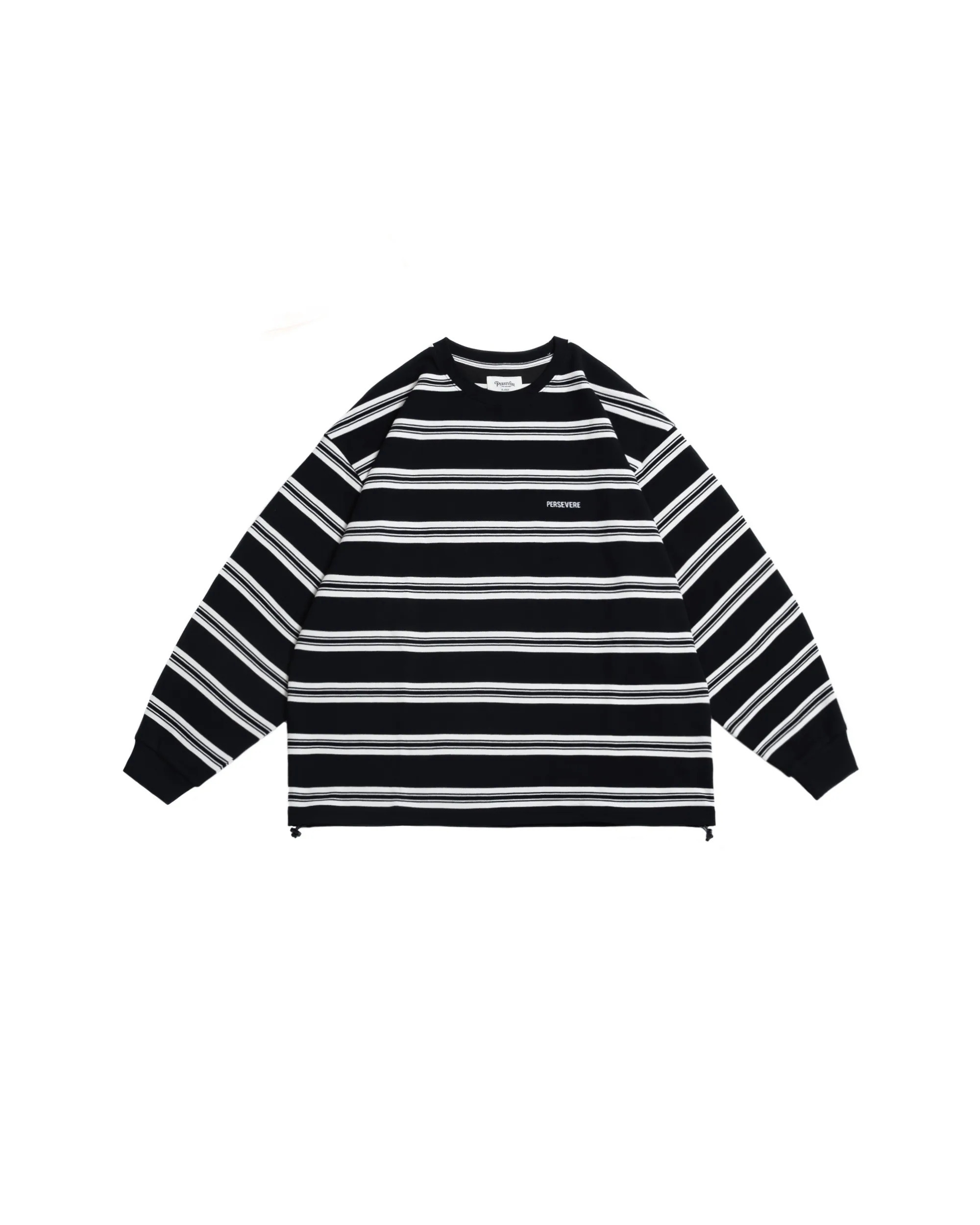 PERSEVERE EMBROIDERED LOGO STRIPED LONG-SLEEVE T-SHIRT - BLACK STRIPES