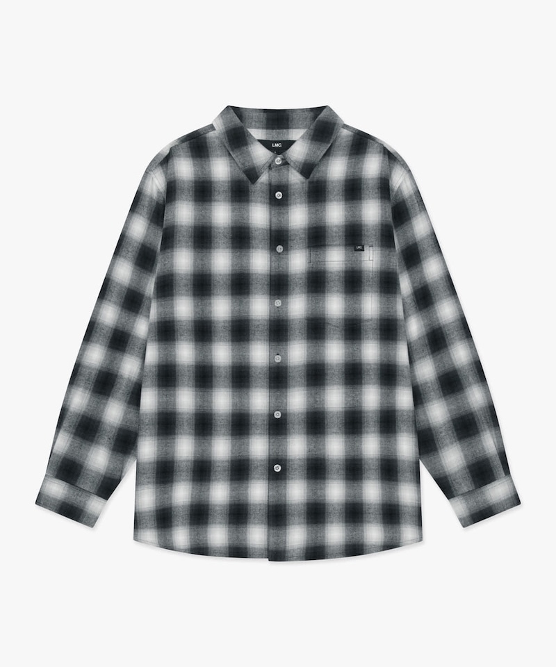 LMC - LABEL POINT FLANNEL CHECK SHIRT - BLACK