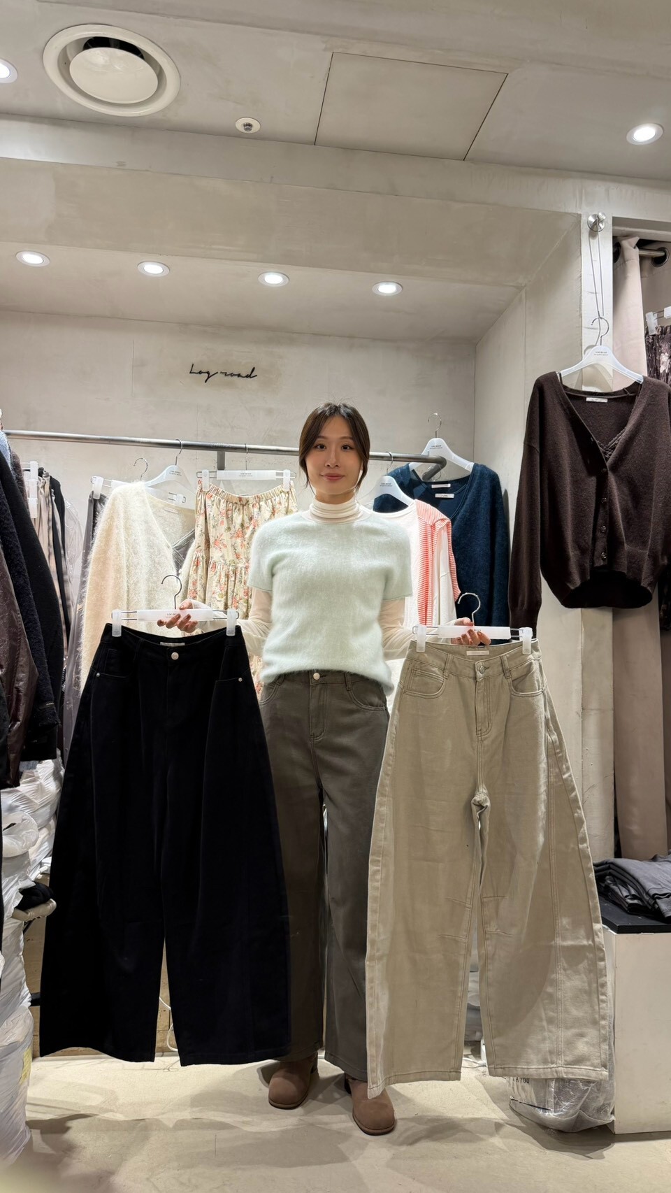LG7216 弧形剪裁立體斜紋工裝寬褲