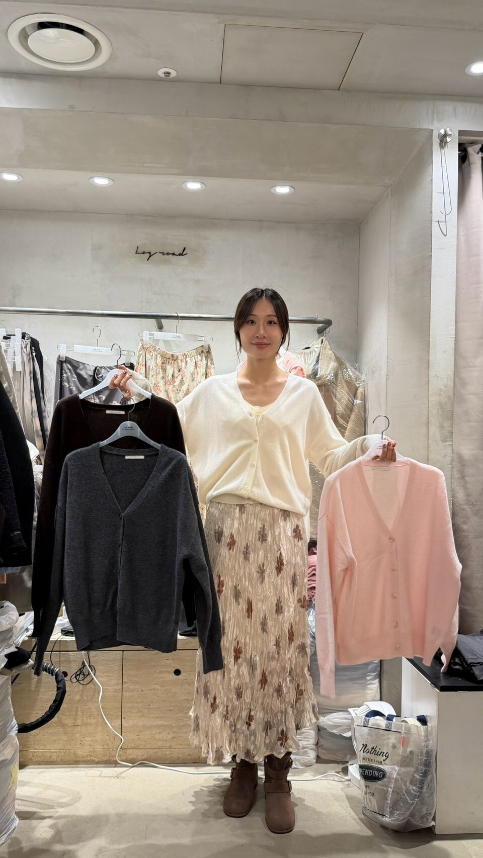 LG7217 慵懶隨性落肩V領針織外套