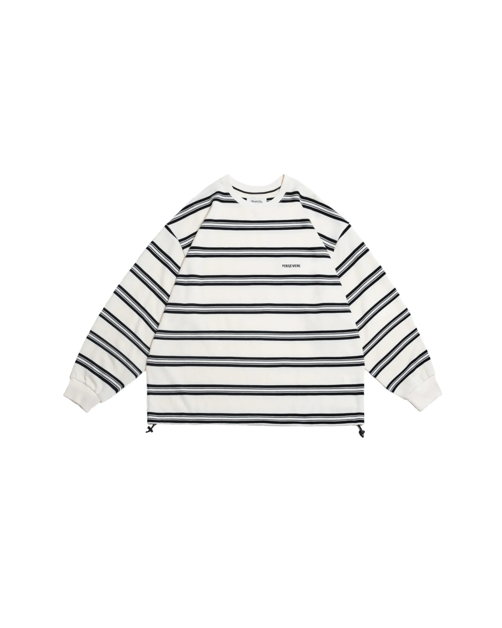 PERSEVERE EMBROIDERED LOGO STRIPED LONG-SLEEVE T-SHIRT - WHITE STRIPES