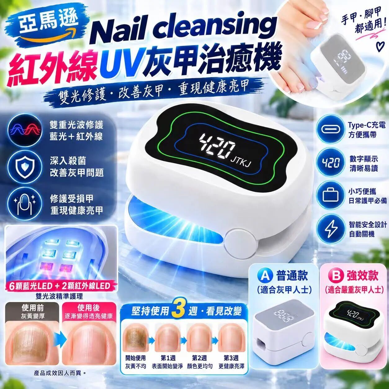 Nail Cleansing 紅外線 UV 灰甲治癒機《約12月下旬到貨》
