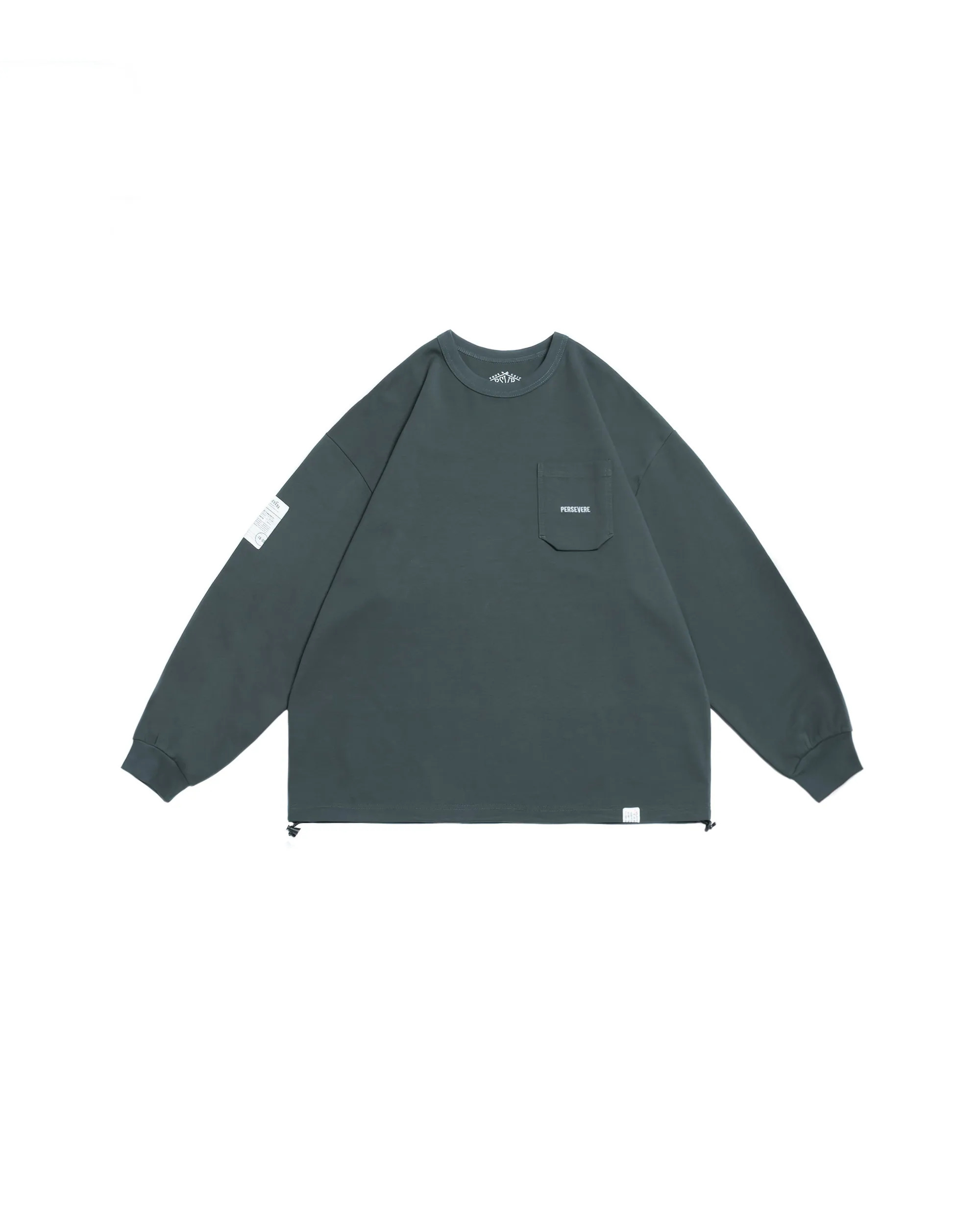 PERSEVERE CLASSIC L/S POCKET T-SHIRT - BLUE-GREEN