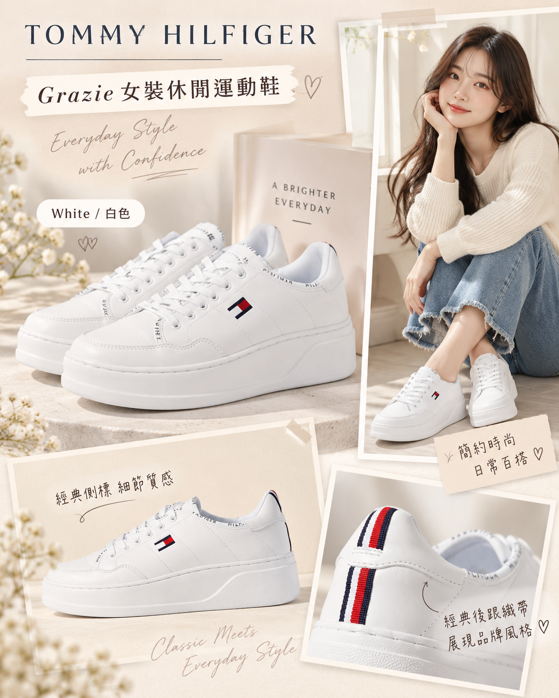 【預購】TOMMY HILFIGER N100618 Grazie 女裝休閒運動鞋