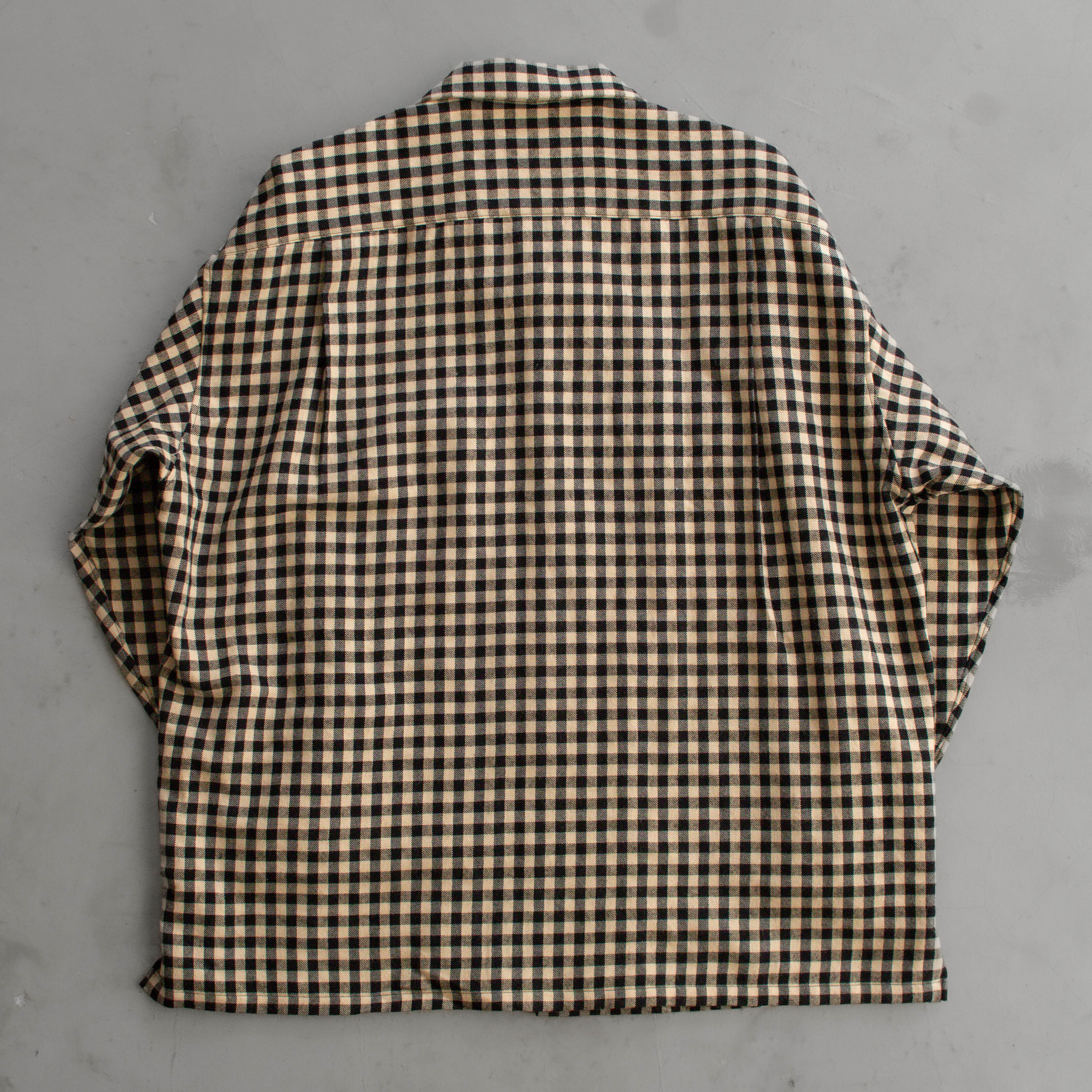 HAVERSACK  COTTON WOOL SHEPHERD CHECK OPEN COLLAR SHIRT  羊毛 格紋 開領 長袖 襯衫