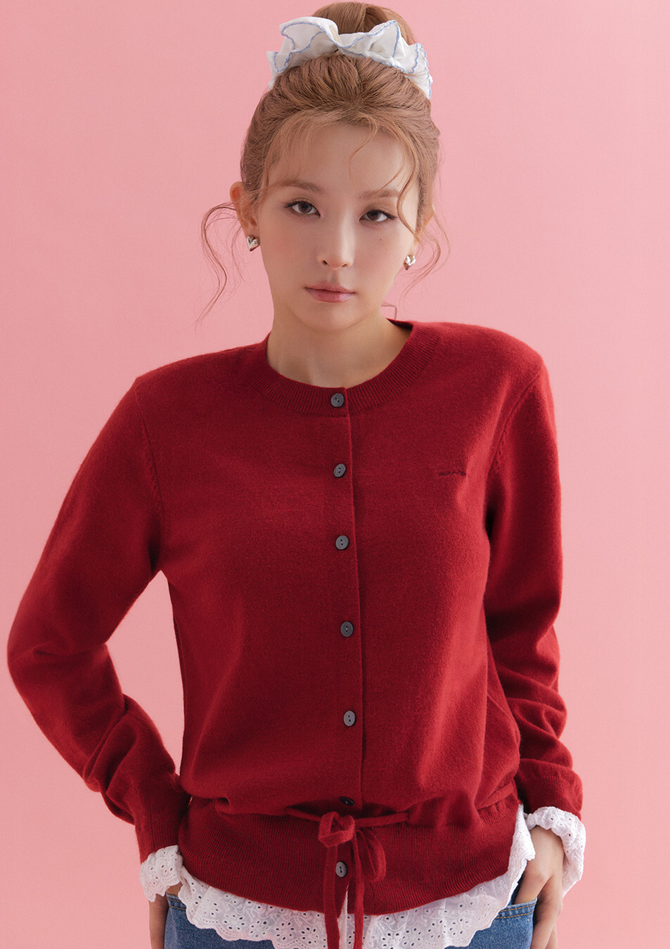 【入LIVECODE一件減至$388😱🔥！】【韓妹大愛品牌！北村旗艦總店封館🇰🇷】【MARIECLAIRE】Lace layered shirred cardigan(2 Colors)