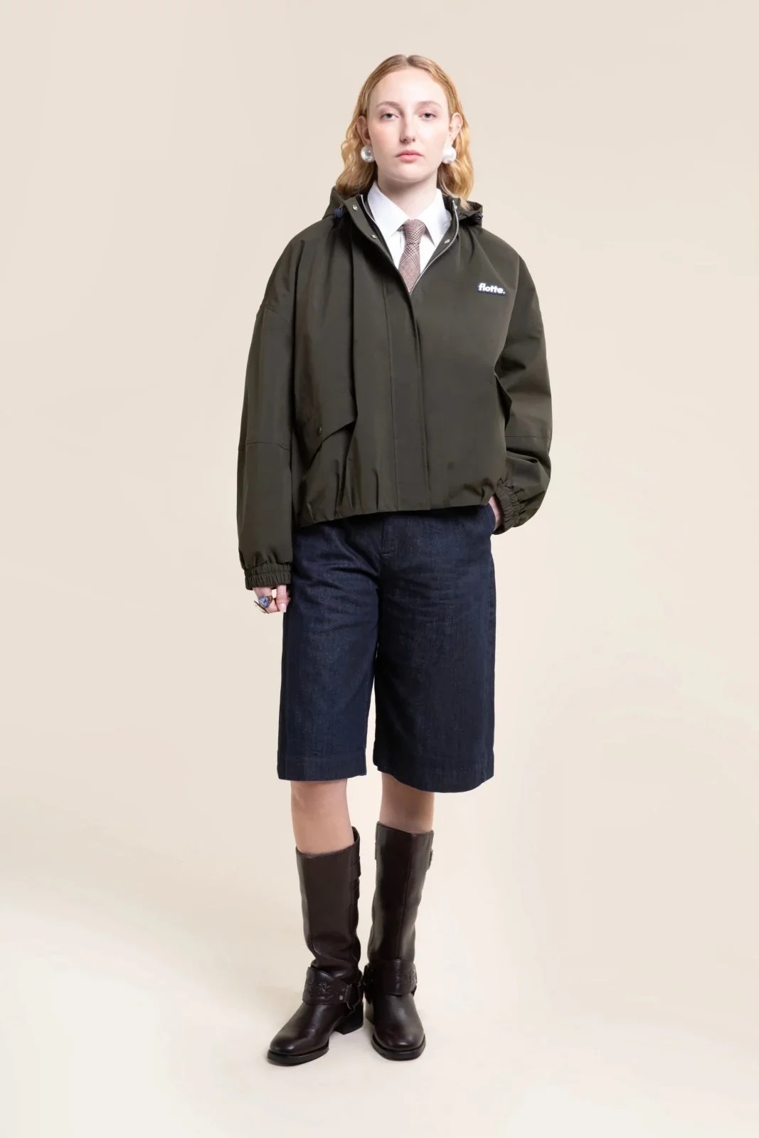 1FT1007-019 [FLOTTE] Garance 防水可拆式連帽外套 卡其色 #26062 (EU)