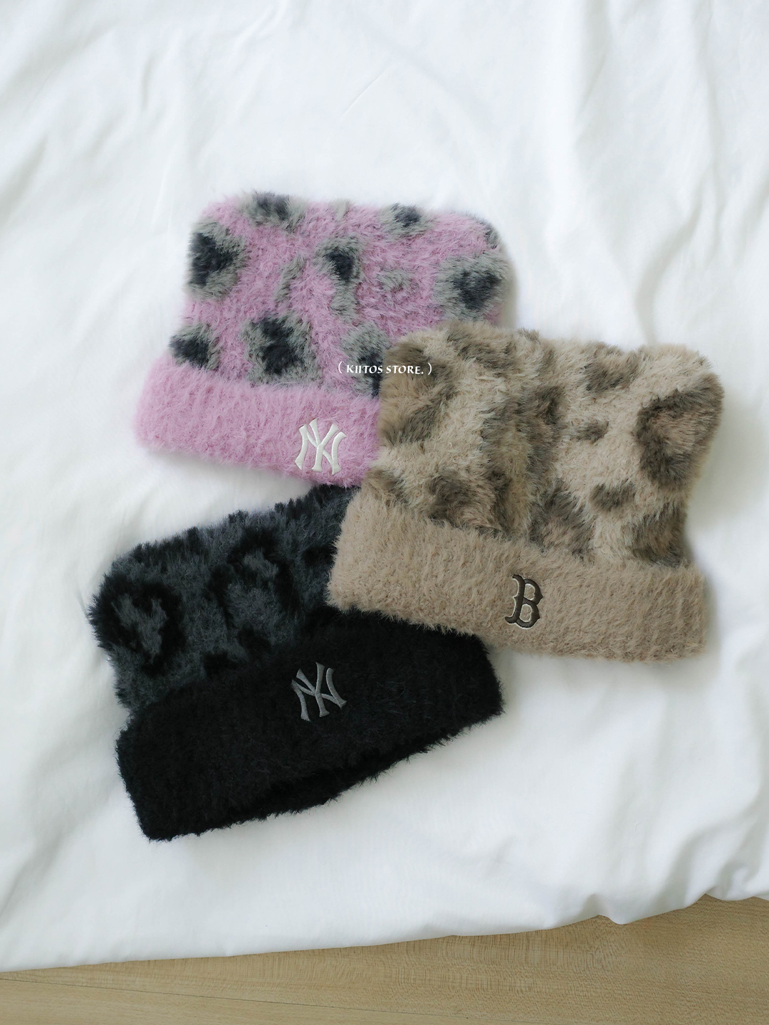 【現貨】MLB KOREA 豹紋 立體 貓耳 毛帽 Leopard Meowing Beanie