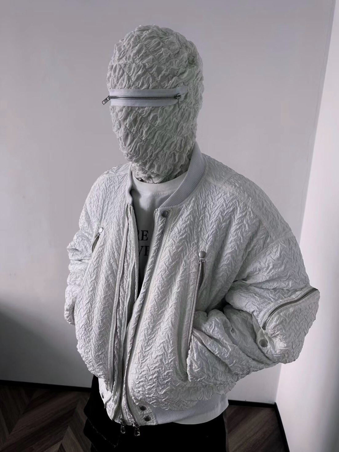 TREclub 白晝 壓皺尼龍飛行外套