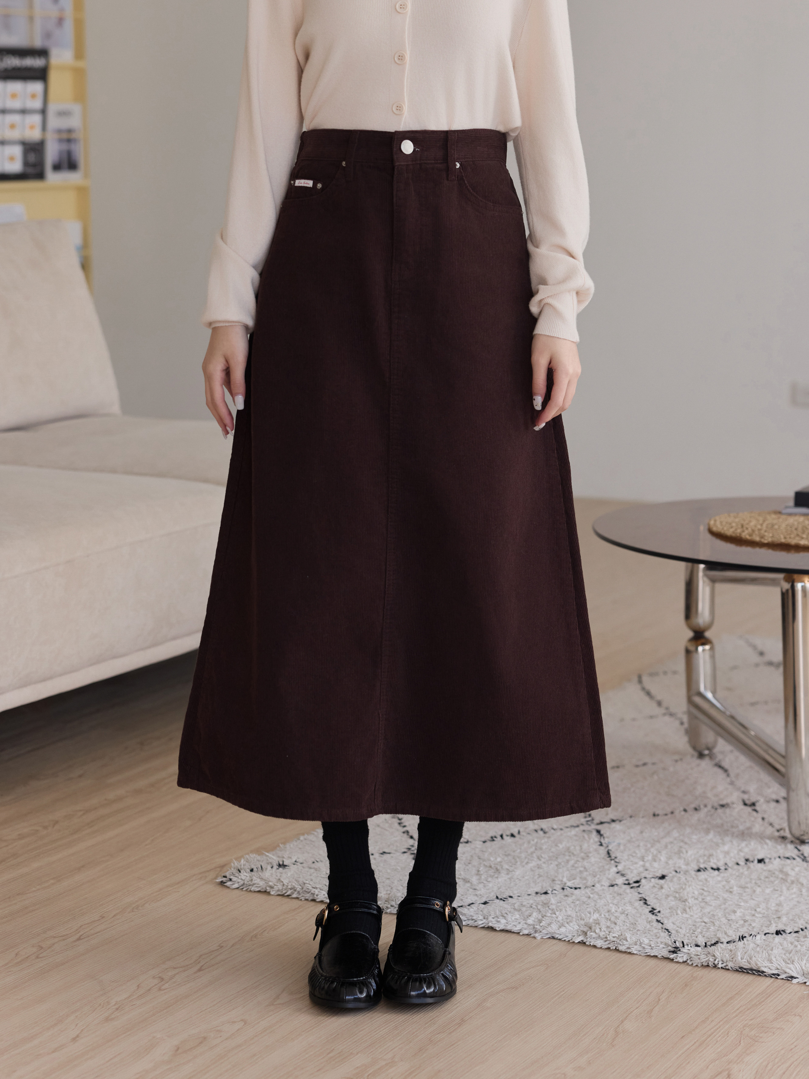 Elegant Slimming Corduroy Maxi Skirt