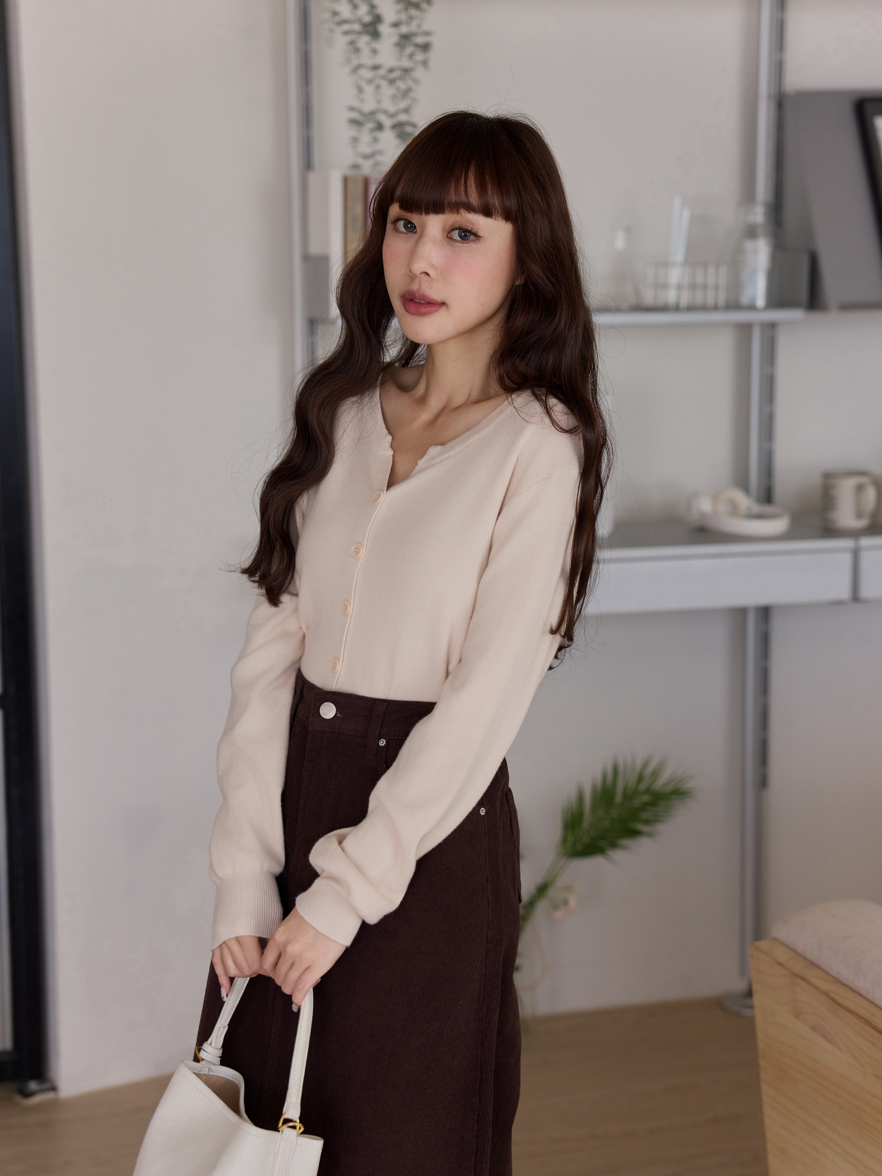 Minimalist Button-Front Knit Top