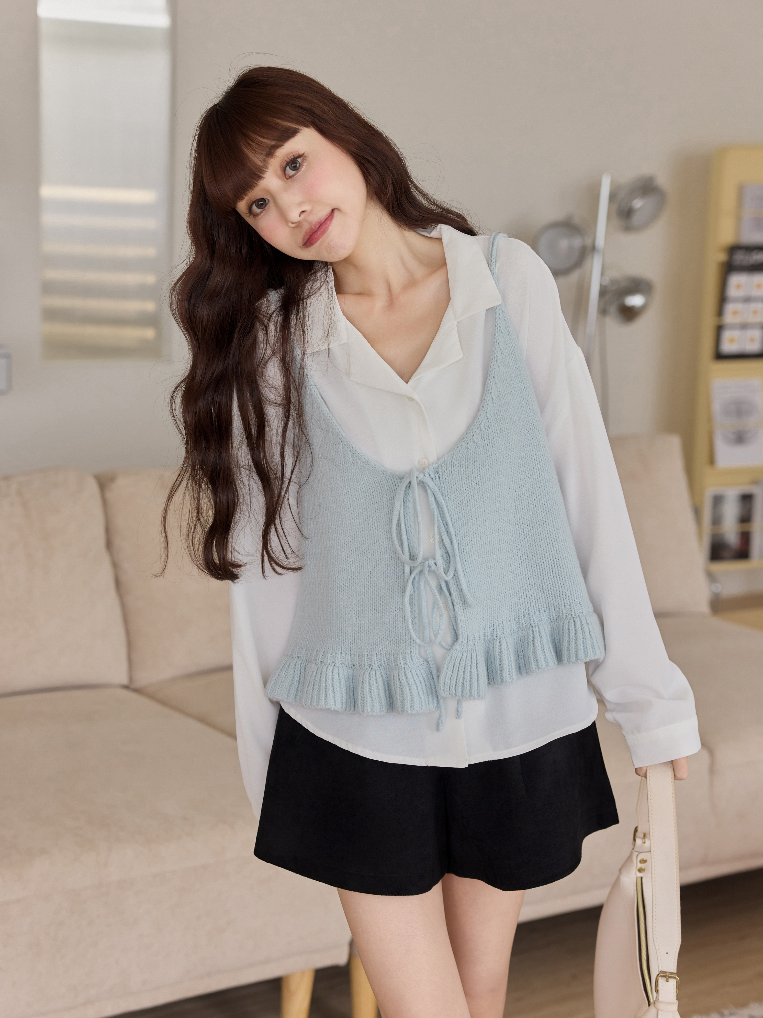 Colorful Spaghetti Strap Tie Knit Vest