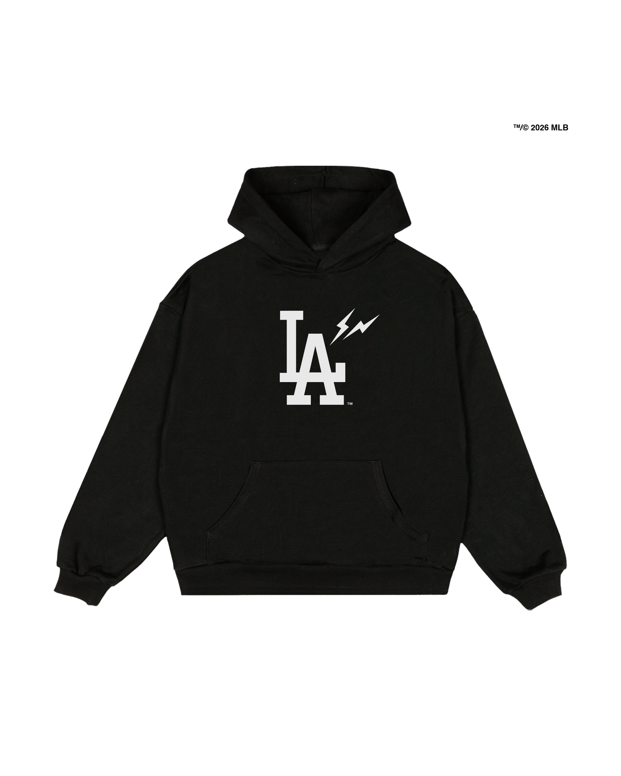 FRAGMENT X LOS ANGELES DODGERS BIG LA HEAVYWEIGHT FLEECE HOODIE (藍色/黑色) 帽TEE 藤原浩 洛杉磯道奇隊 聯名款 閃電