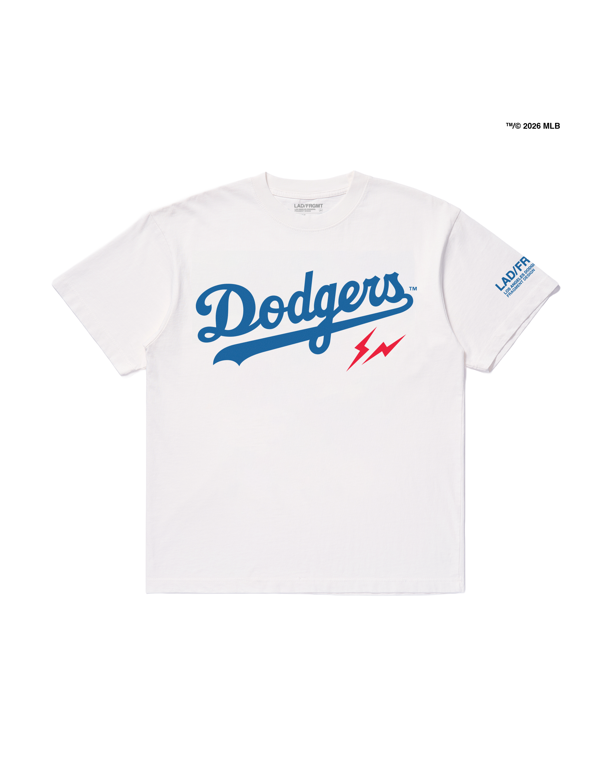 FRAGMENT X LOS ANGELES DODGERS SCRIPT BOLT HEAVYWEIGHT TEE (白色/黑色) 短TEE 藤原浩 洛杉磯道奇隊 聯名款 閃電