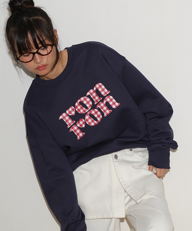 <韓國限時代購> RONRON GINGHAM LOGO SWEATSHIRT