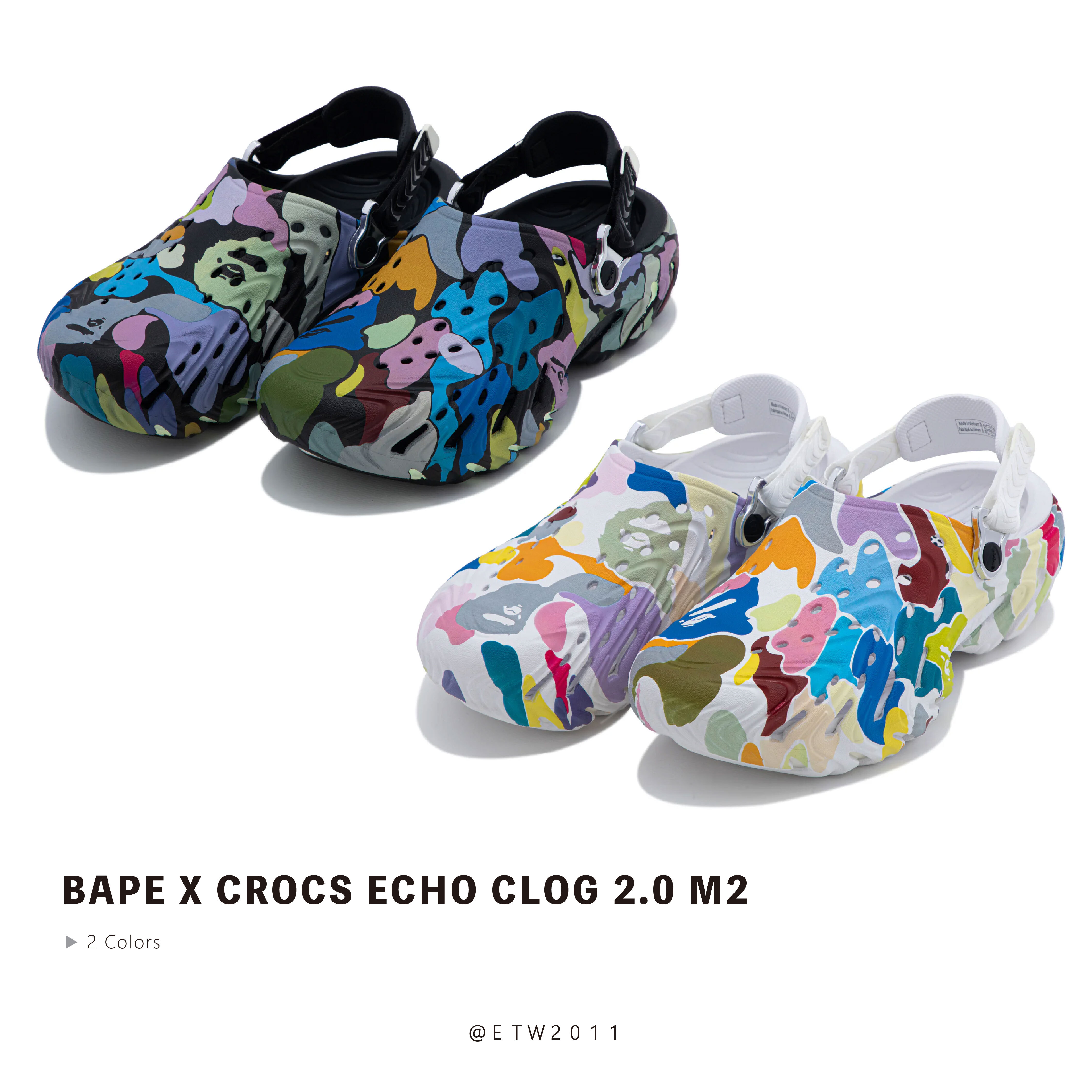 ☆ETW☆【EASY TO WEAR】BAPE X Crocs Echo Clog 2.0 M2 猿人 洞洞鞋 拖鞋