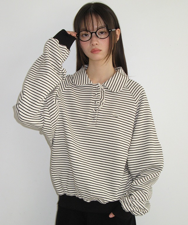 <韓國限時代購> RONRON HENRYNECK FRILL POINT SWEATSHIRT