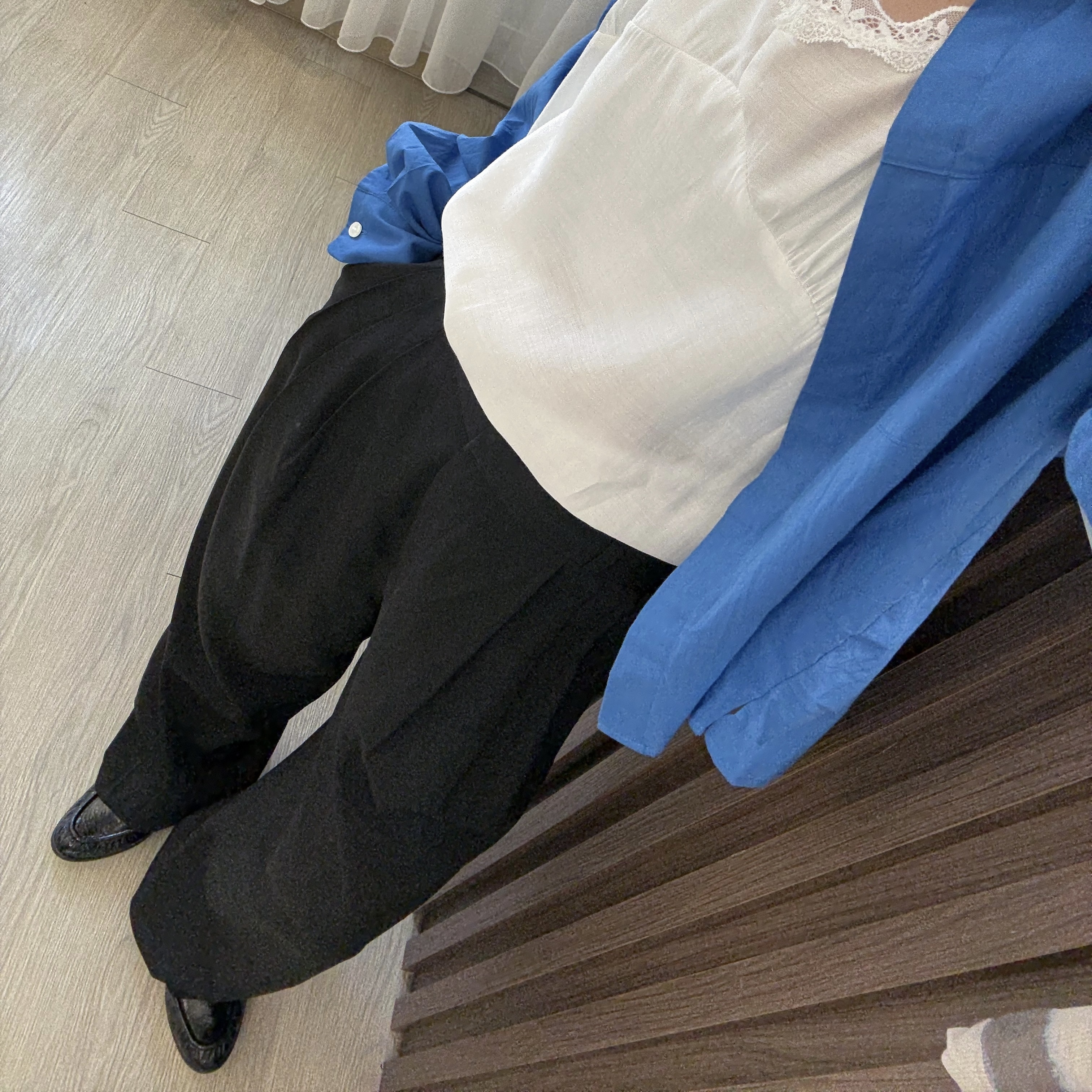 O15圓身大推!設計雙釦打褶垂墜西褲(黑/SM)