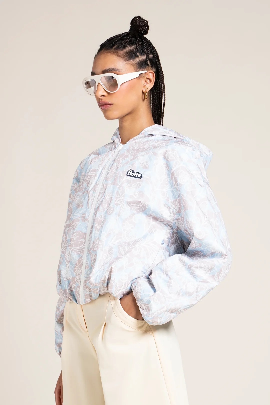 1FT1007-192 [FLOTTE] Darius Waterproof Bomber Jacket Floral Lace #26023 (EU)
