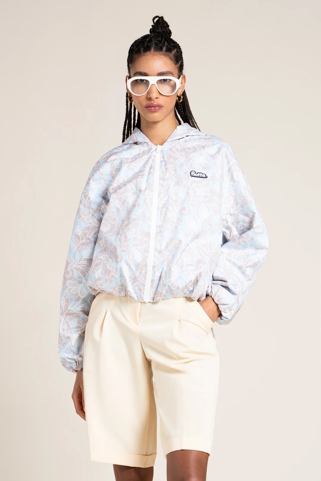 1FT1007-192 [FLOTTE] Darius Waterproof Bomber Jacket Floral Lace #26023 (EU)