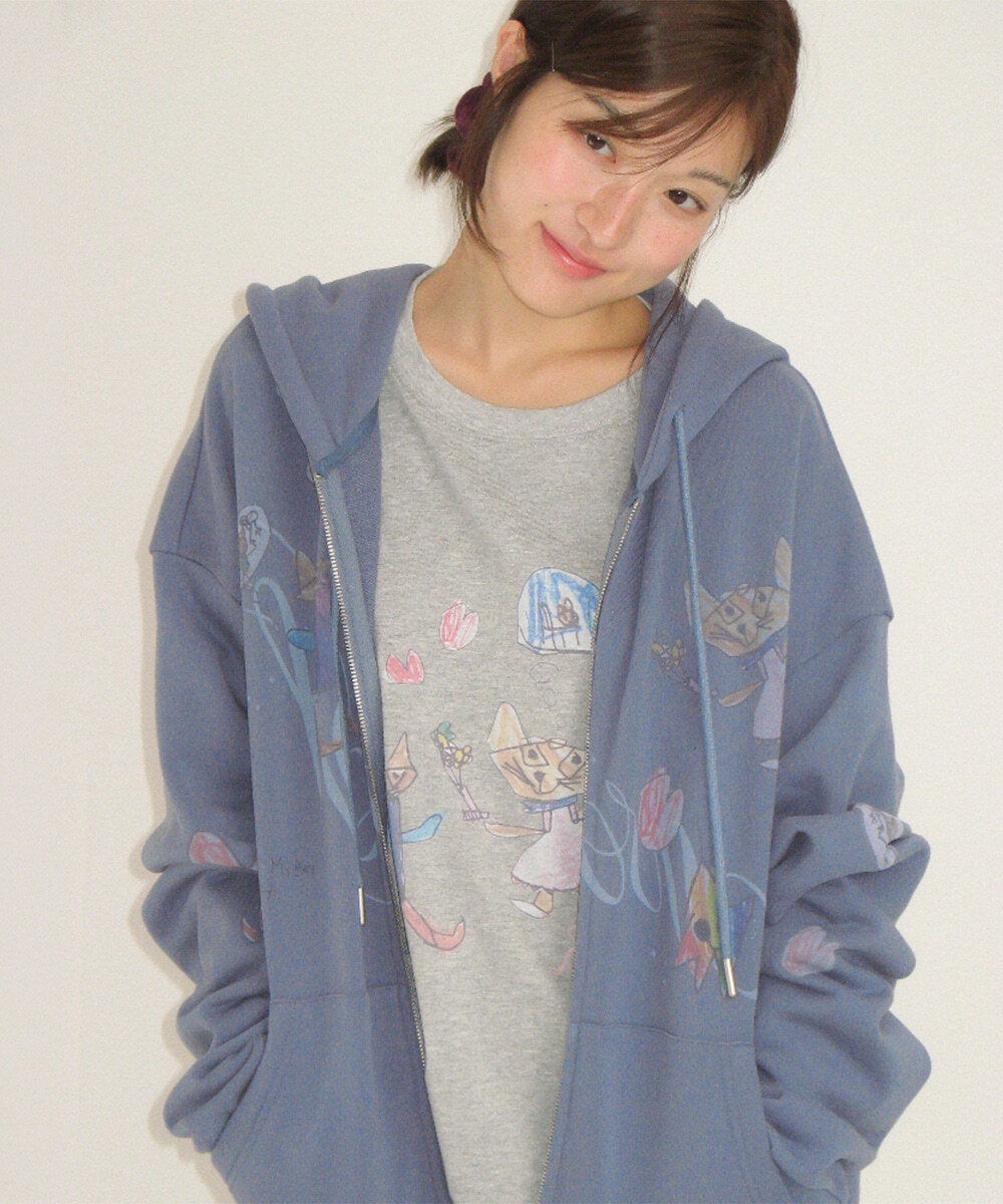 <韓國限時代購> RONRON KIDS CAT DOODLE LONG SLEEVE