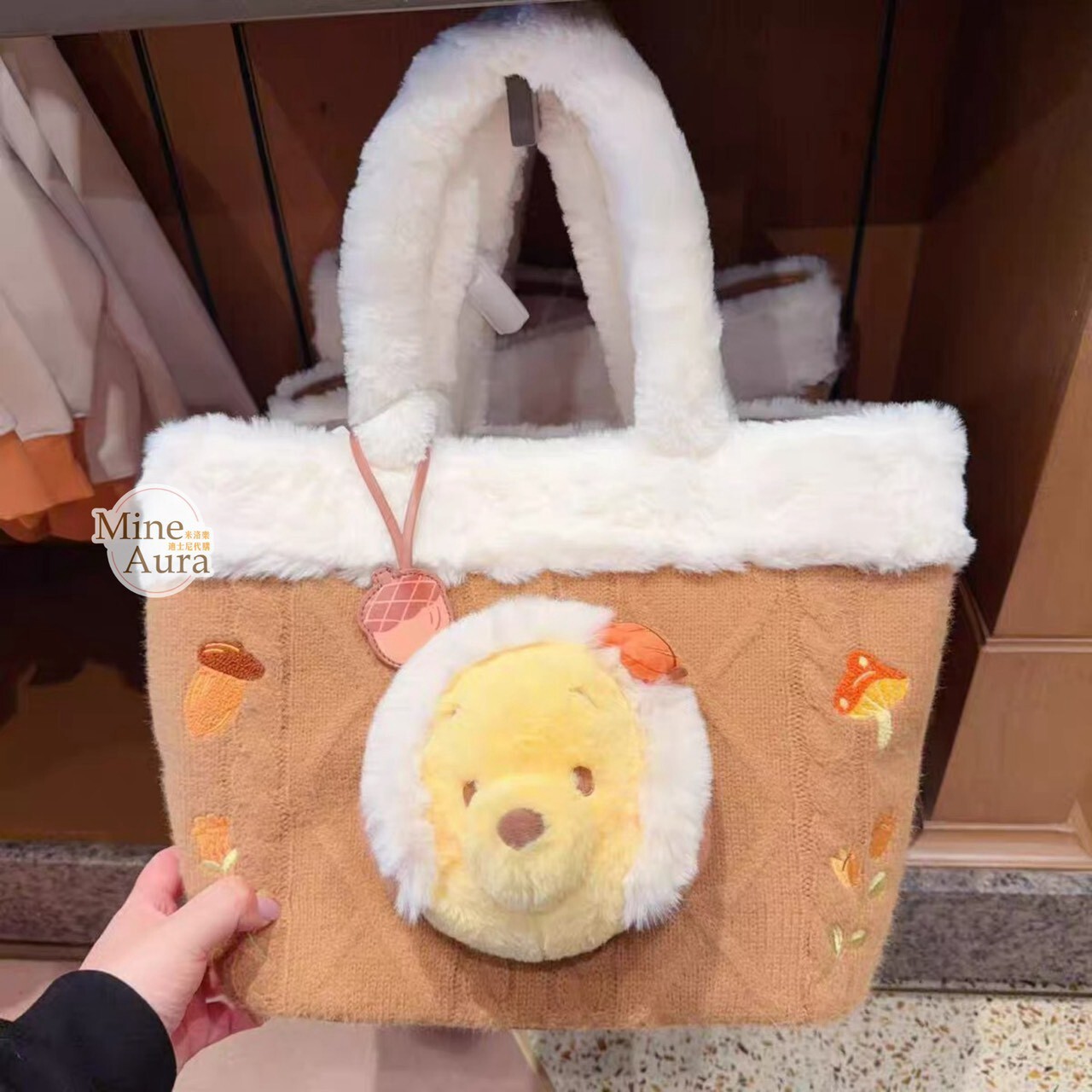2026 萬聖節 小熊維尼 Winnie the Pooh 絨毛大頭 造型 手提包 托特包 -上海迪士尼樂園