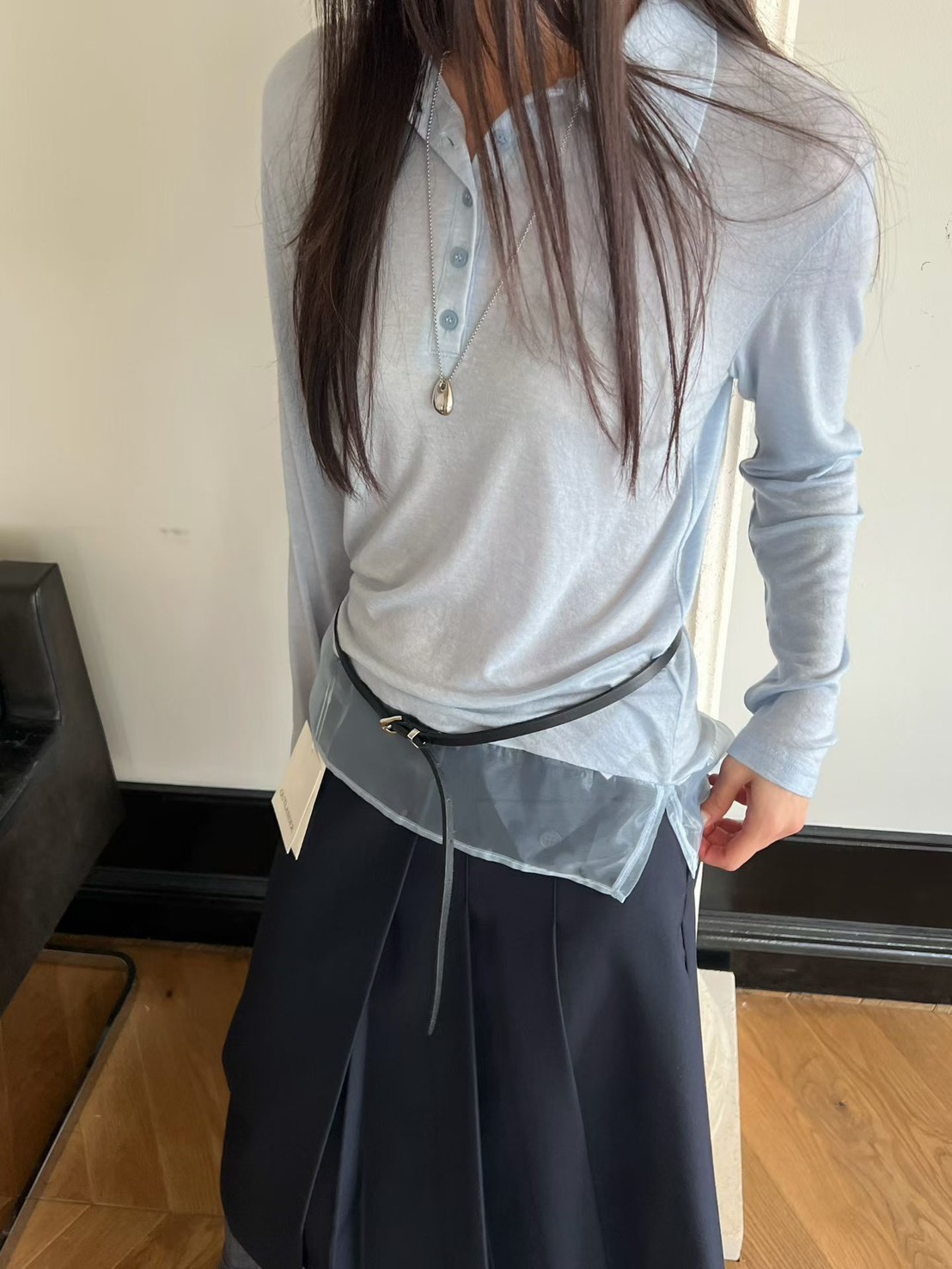 拚紗羊毛polo上衣(疊穿推薦)