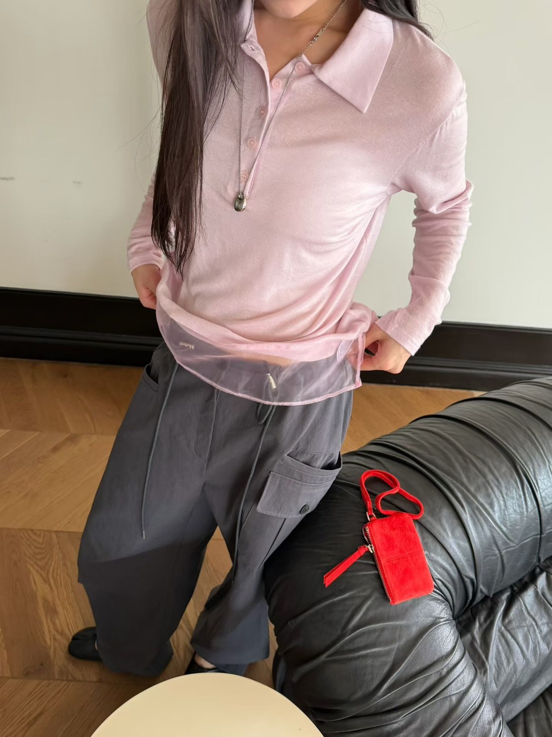 拚紗羊毛polo上衣(疊穿推薦)